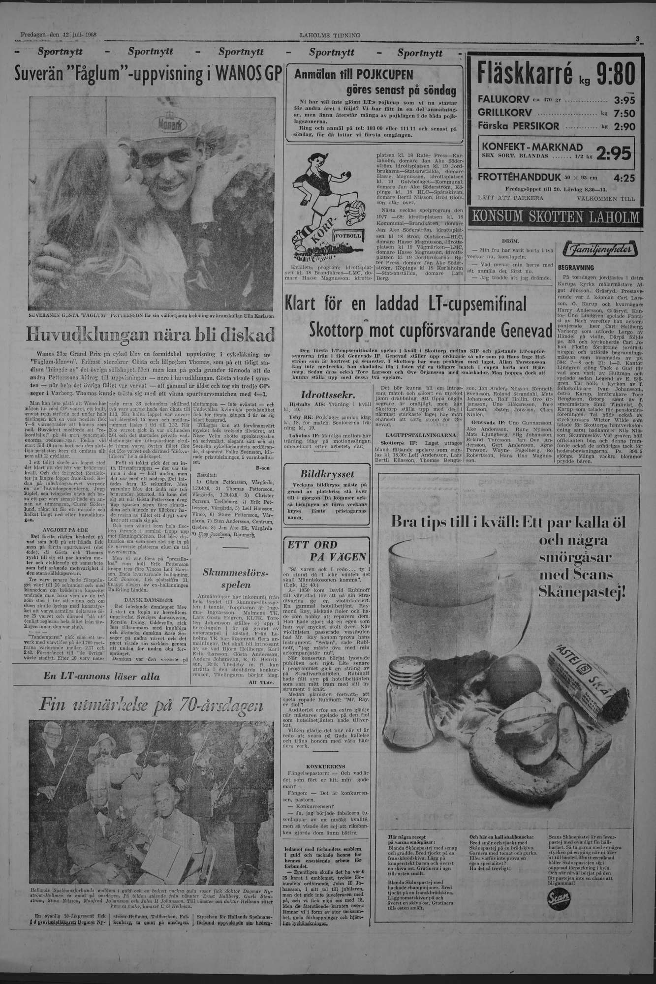 Laholms Tidning Fredag 12 juli 1968, sida 3