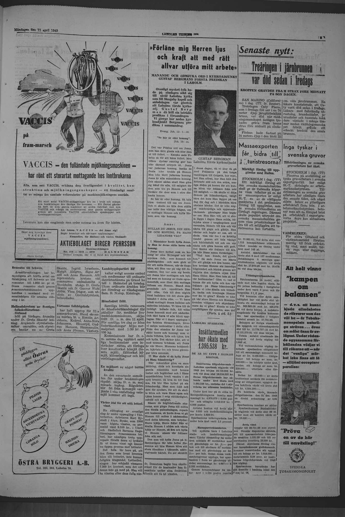 Laholms Tidning Måndag 11 april 1949, sida 3