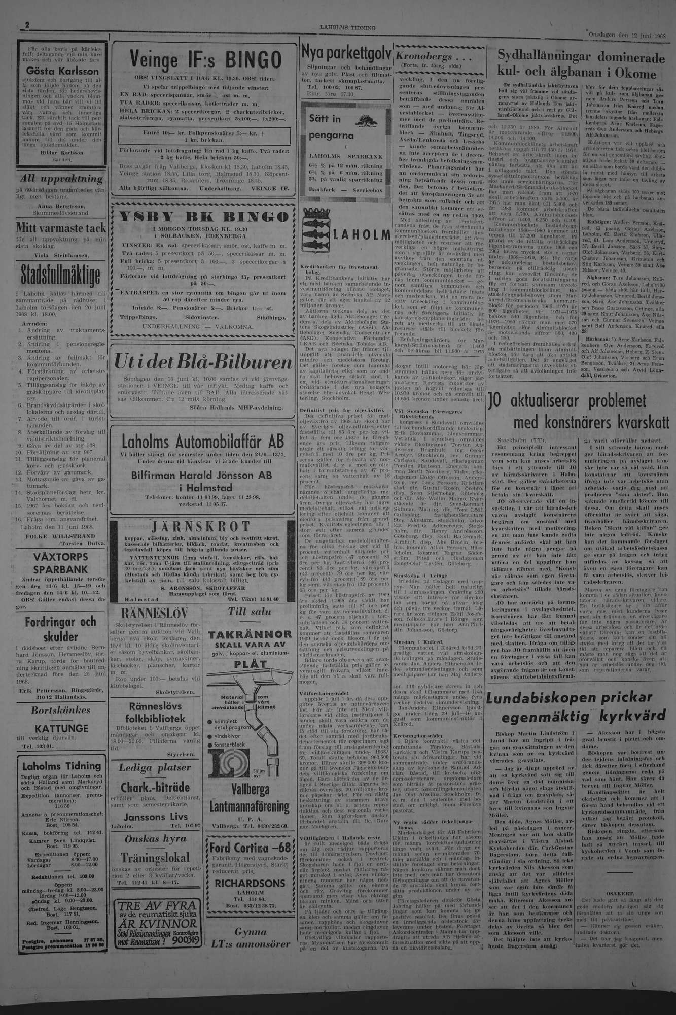 Laholms Tidning Onsdag 12 juni 1968, sida 2