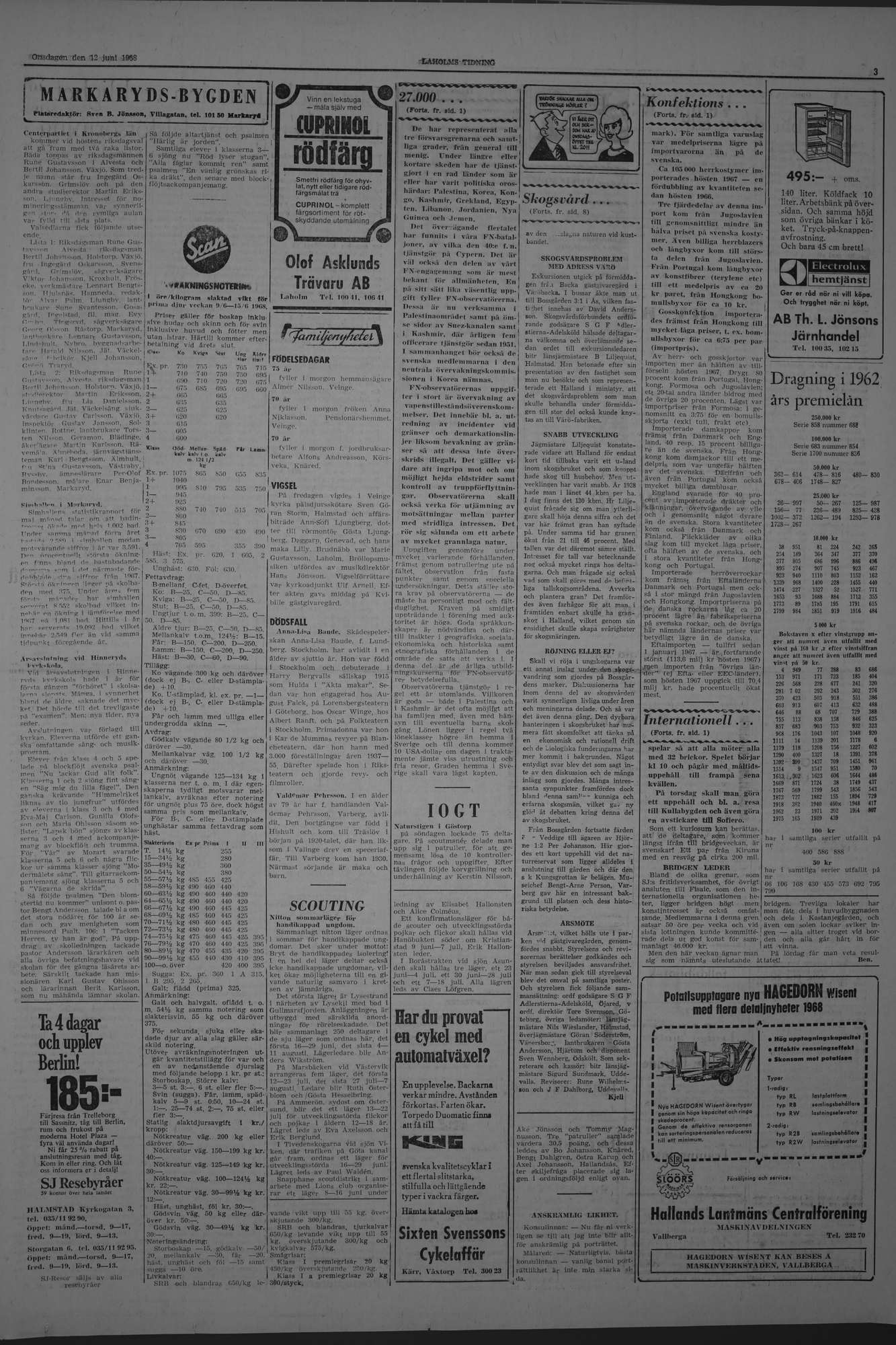 Laholms Tidning Onsdag 12 juni 1968, sida 3