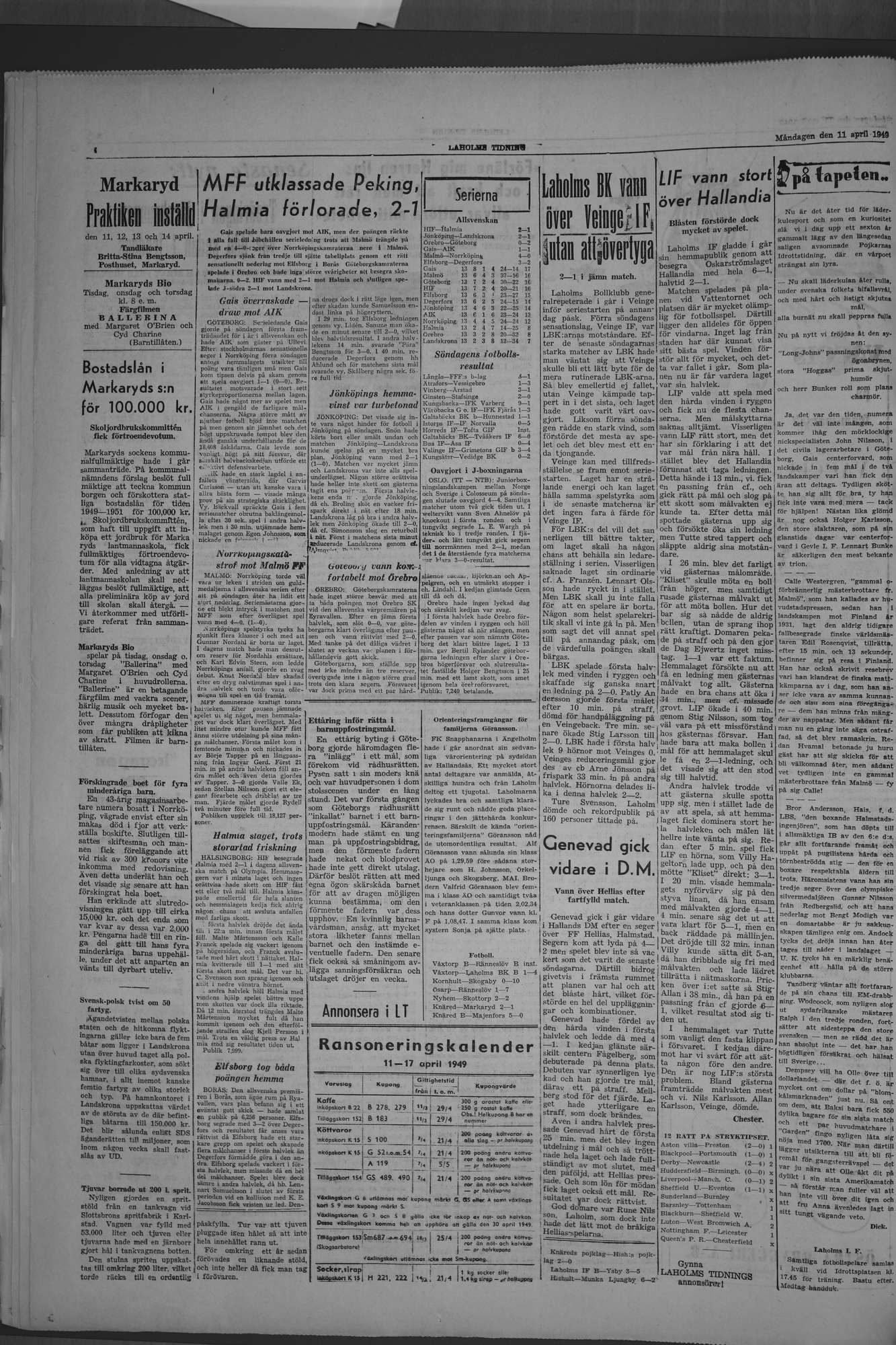 Laholms Tidning Måndag 11 april 1949, sida 4