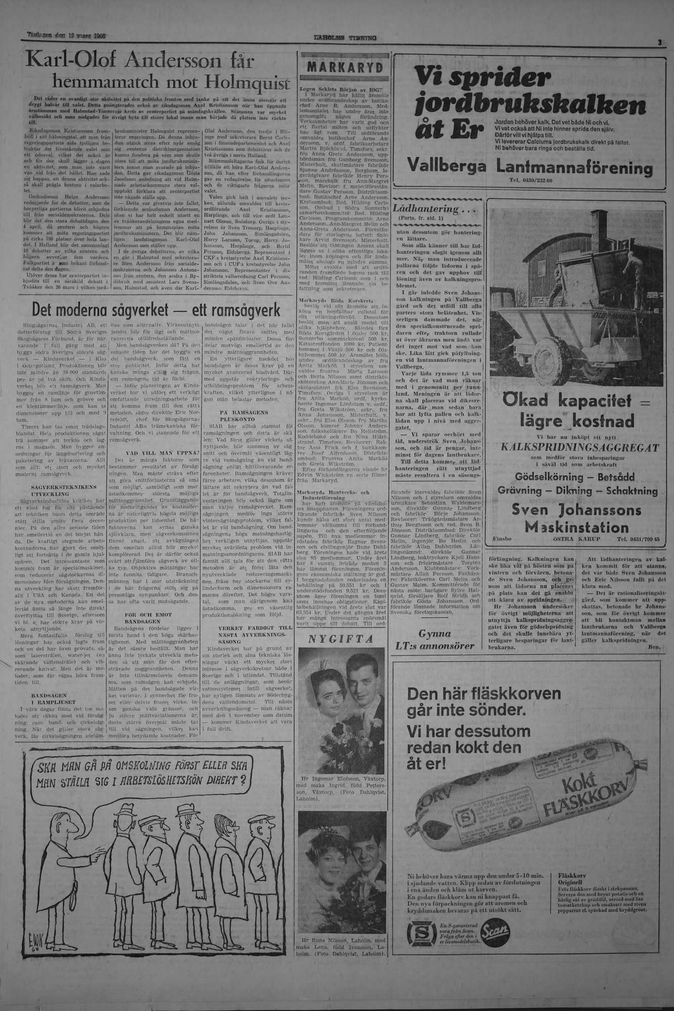 Laholms Tidning Tisdag 12 mars 1968, sida 3
