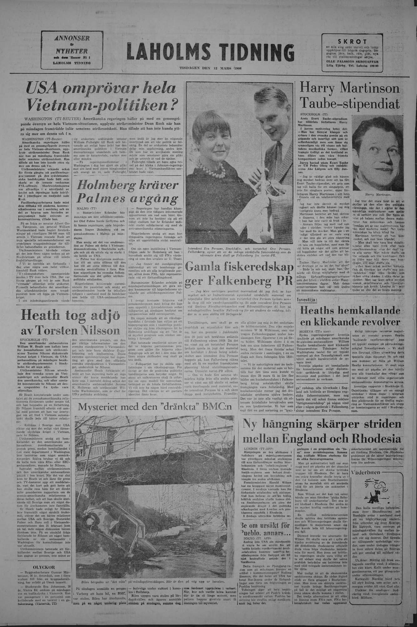 Laholms Tidning Tisdag 12 mars 1968, sida 8