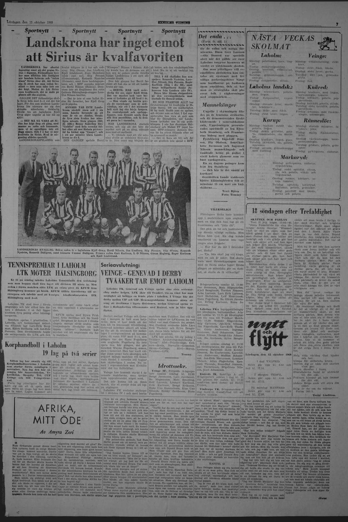 Laholms Tidning Lördag 12 oktober 1968, sida 7