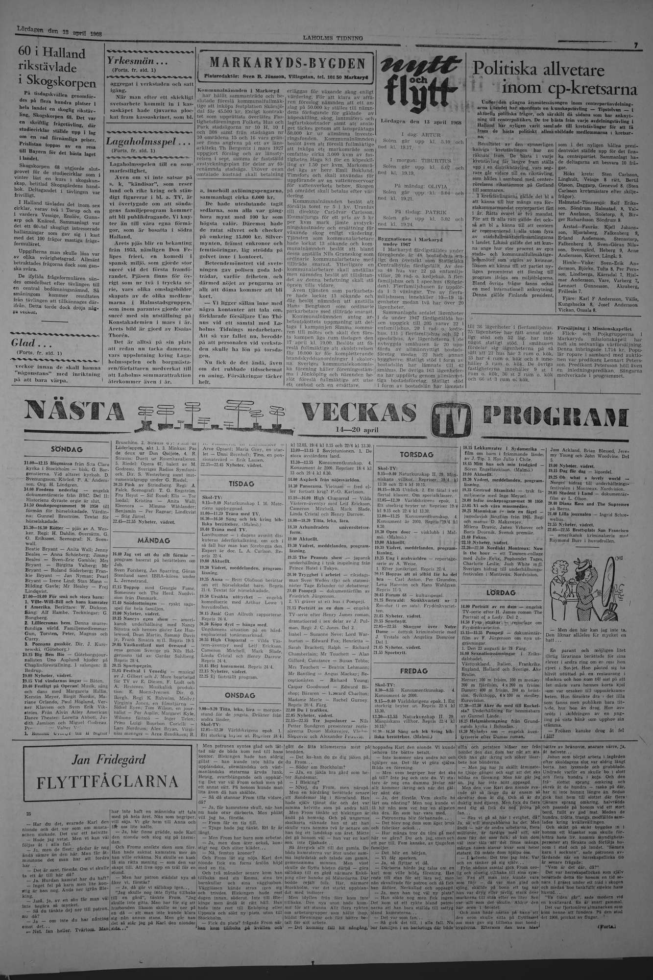 Laholms Tidning Lördag 13 april 1968, sida 7