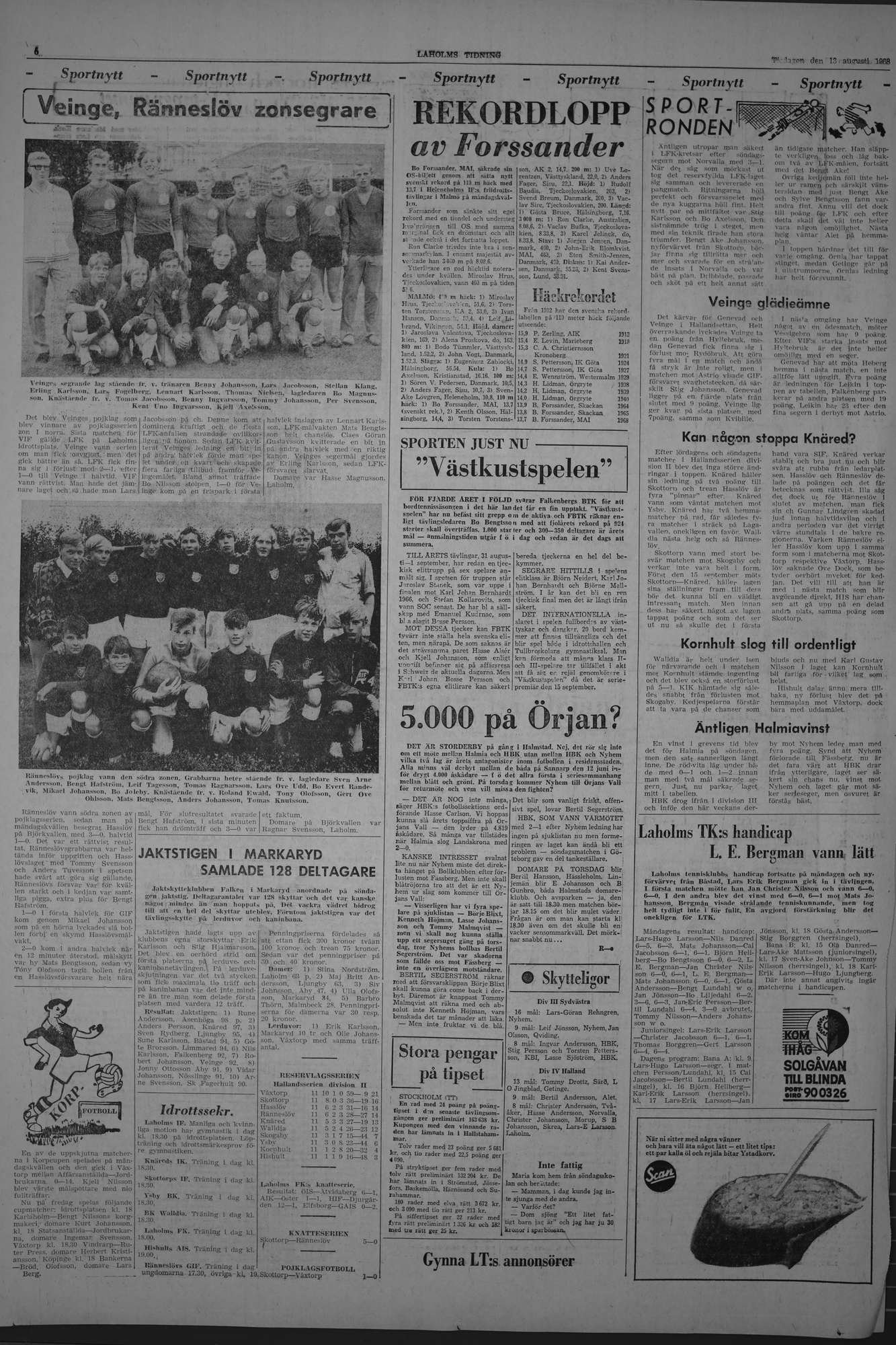 Laholms Tidning Tisdag 13 augusti 1968, sida 6