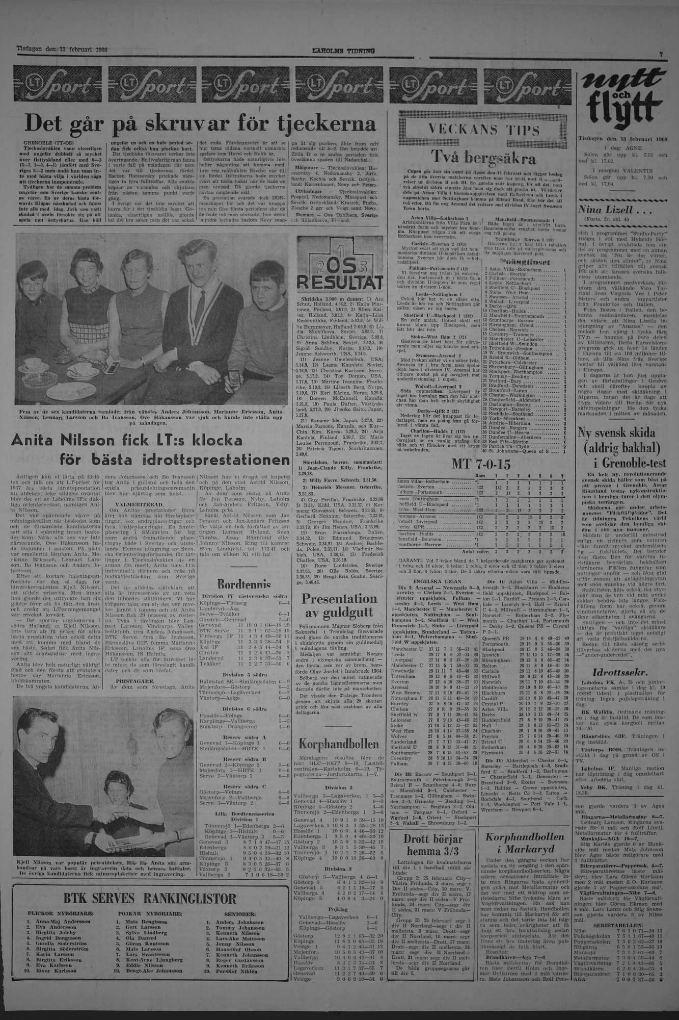 Laholms Tidning Tisdag 13 februari 1968, sida 7