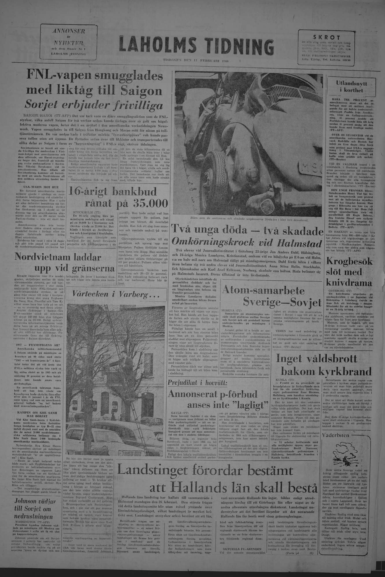 Laholms Tidning Tisdag 13 februari 1968, sida 8