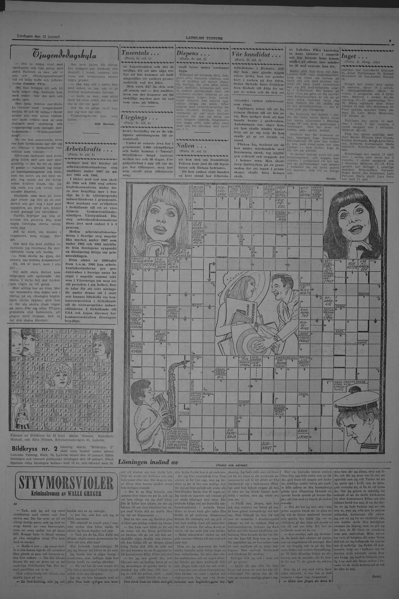 Laholms Tidning Lördag 13 januari 1968, sida 7