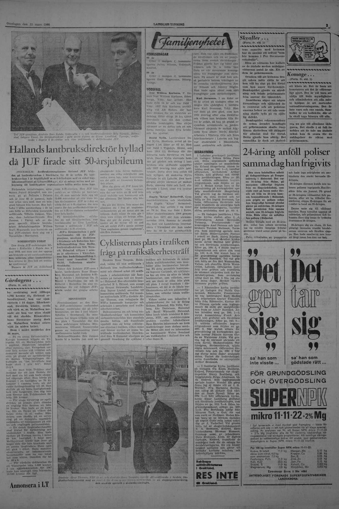 Laholms Tidning Onsdag 13 mars 1968, sida 3