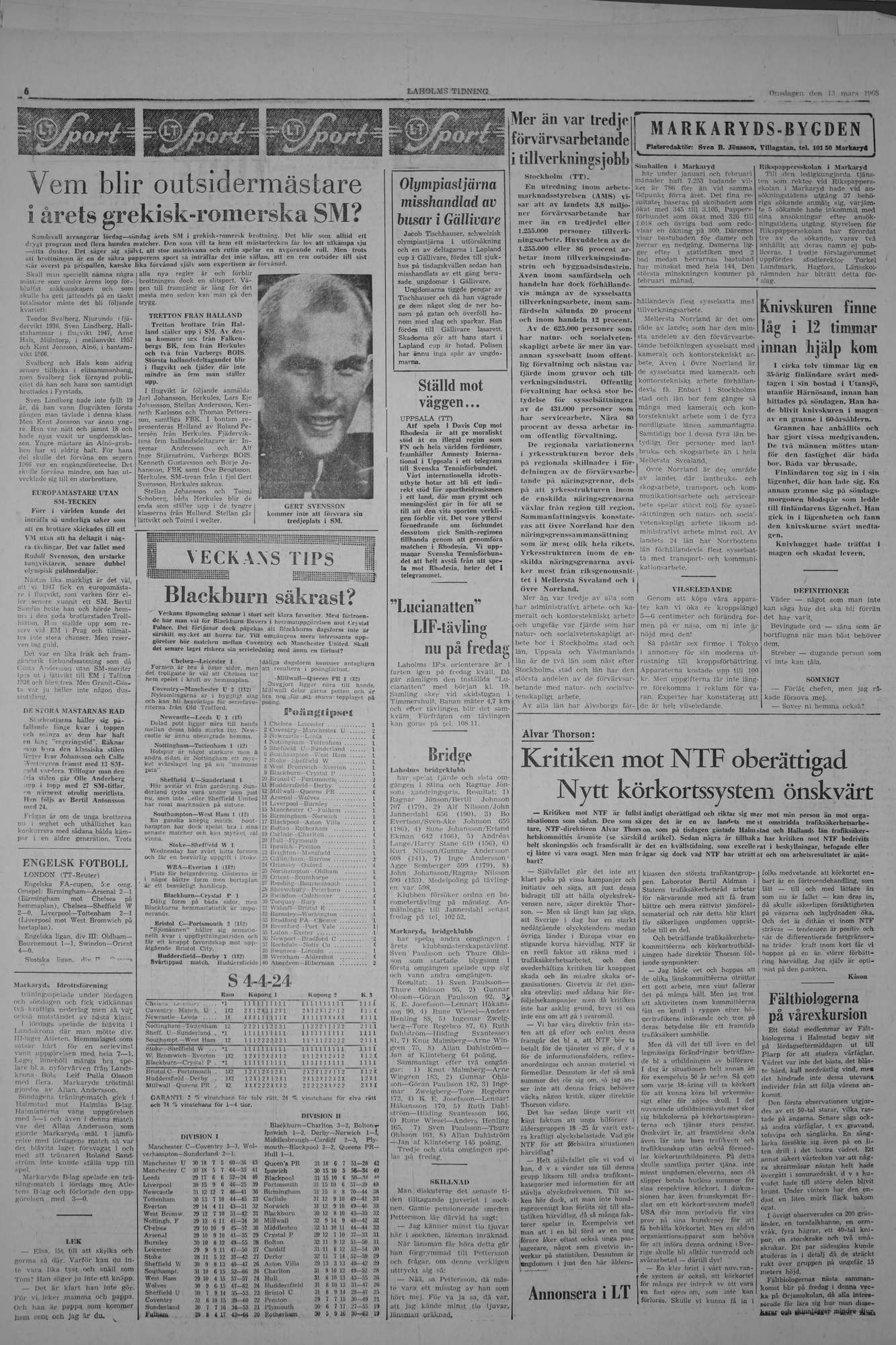Laholms Tidning Onsdag 13 mars 1968, sida 6