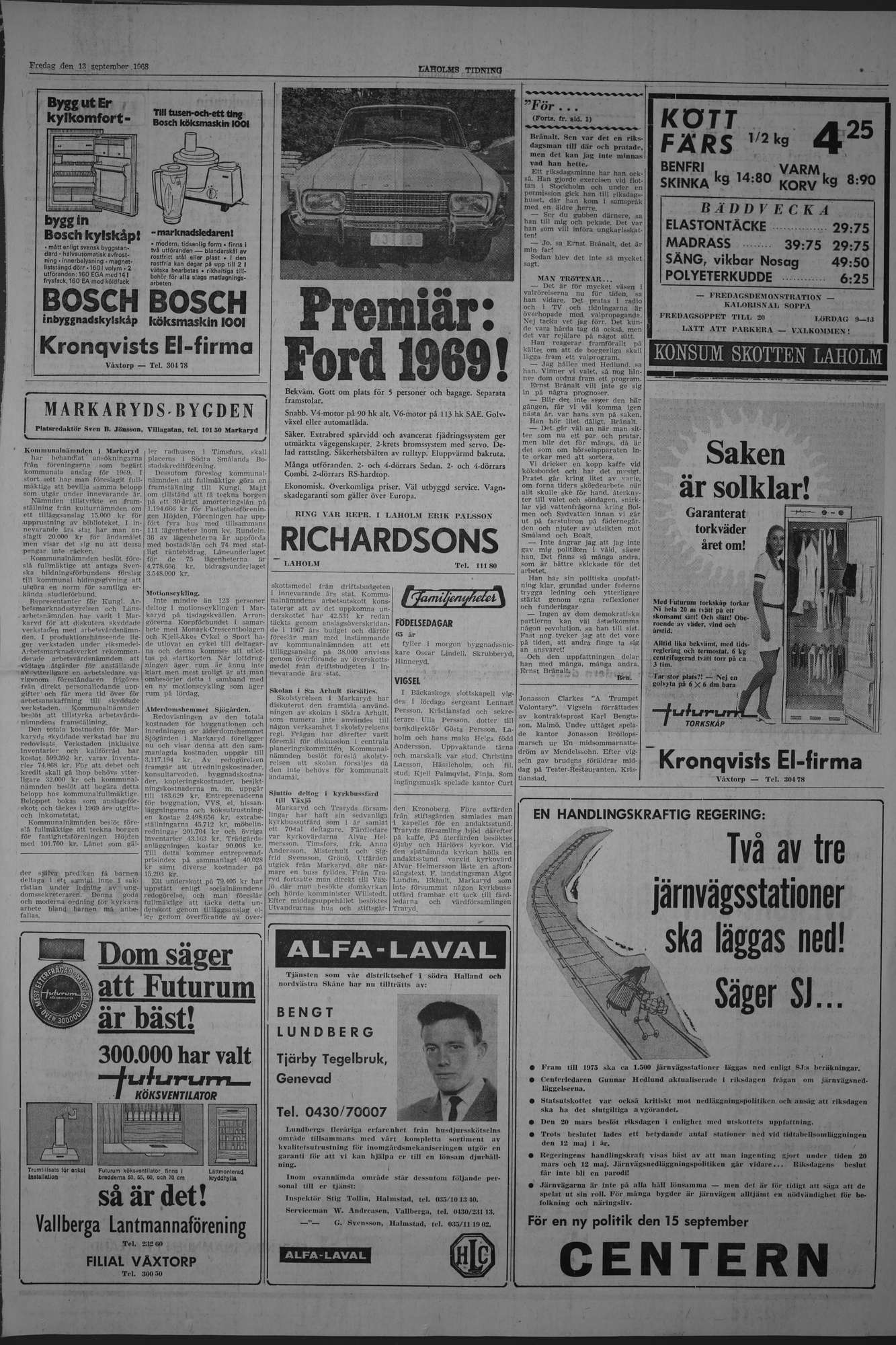 Laholms Tidning Fredag 13 september 1968, sida 3