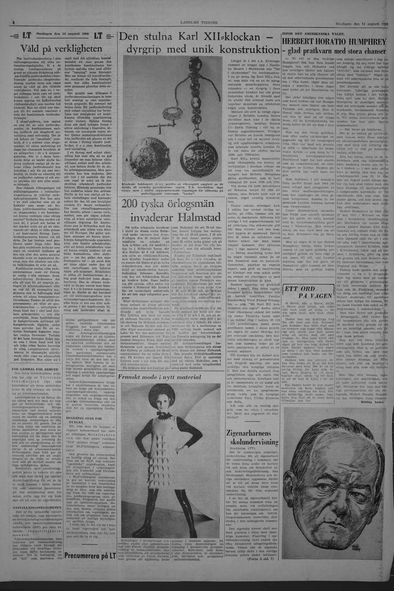 Laholms Tidning Onsdag 14 augusti 1968, sida 4