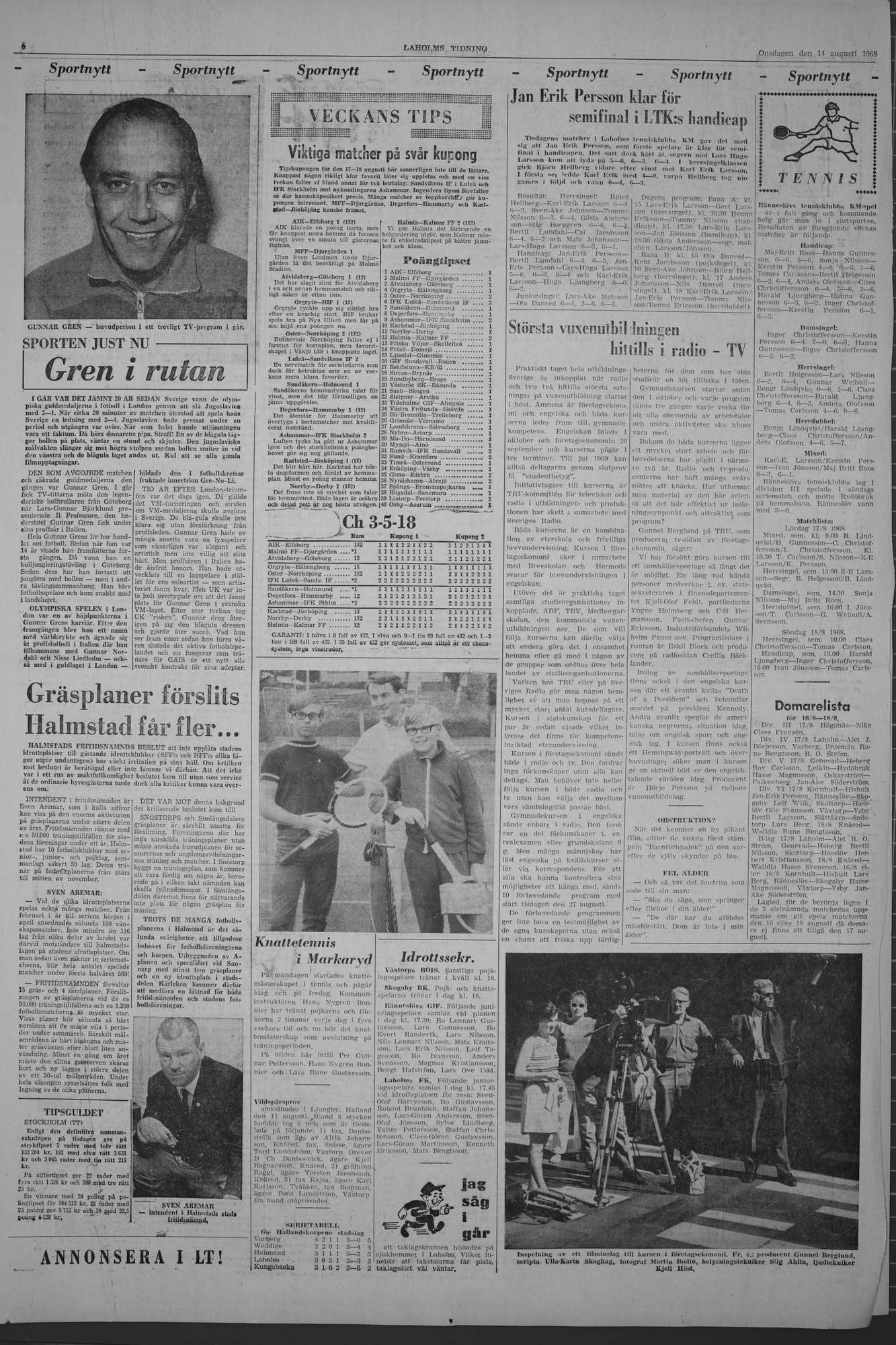 Laholms Tidning Onsdag 14 augusti 1968, sida 6