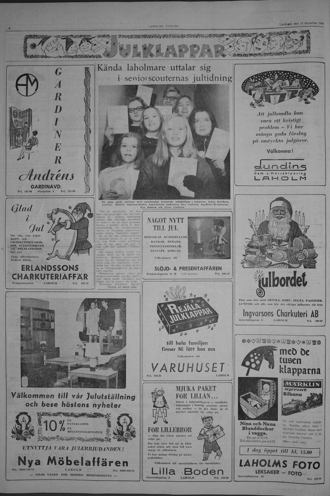 Laholms Tidning Lördag 14 december 1968, sida 4