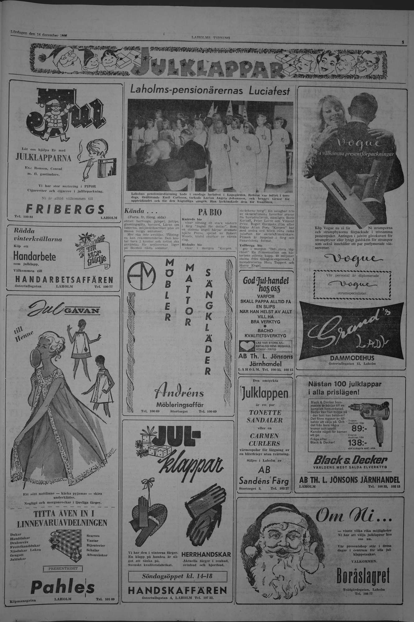 Laholms Tidning Lördag 14 december 1968, sida 5