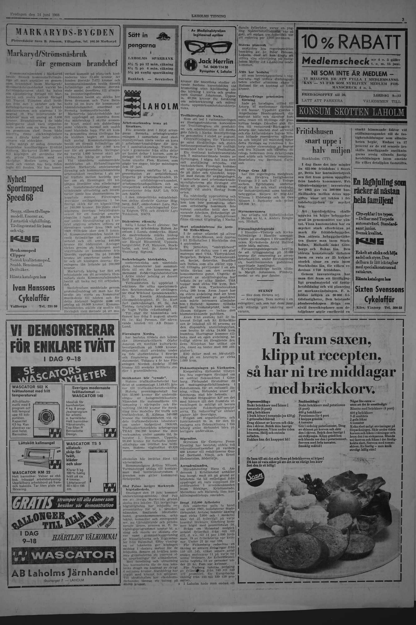 Laholms Tidning Fredag 14 juni 1968, sida 3