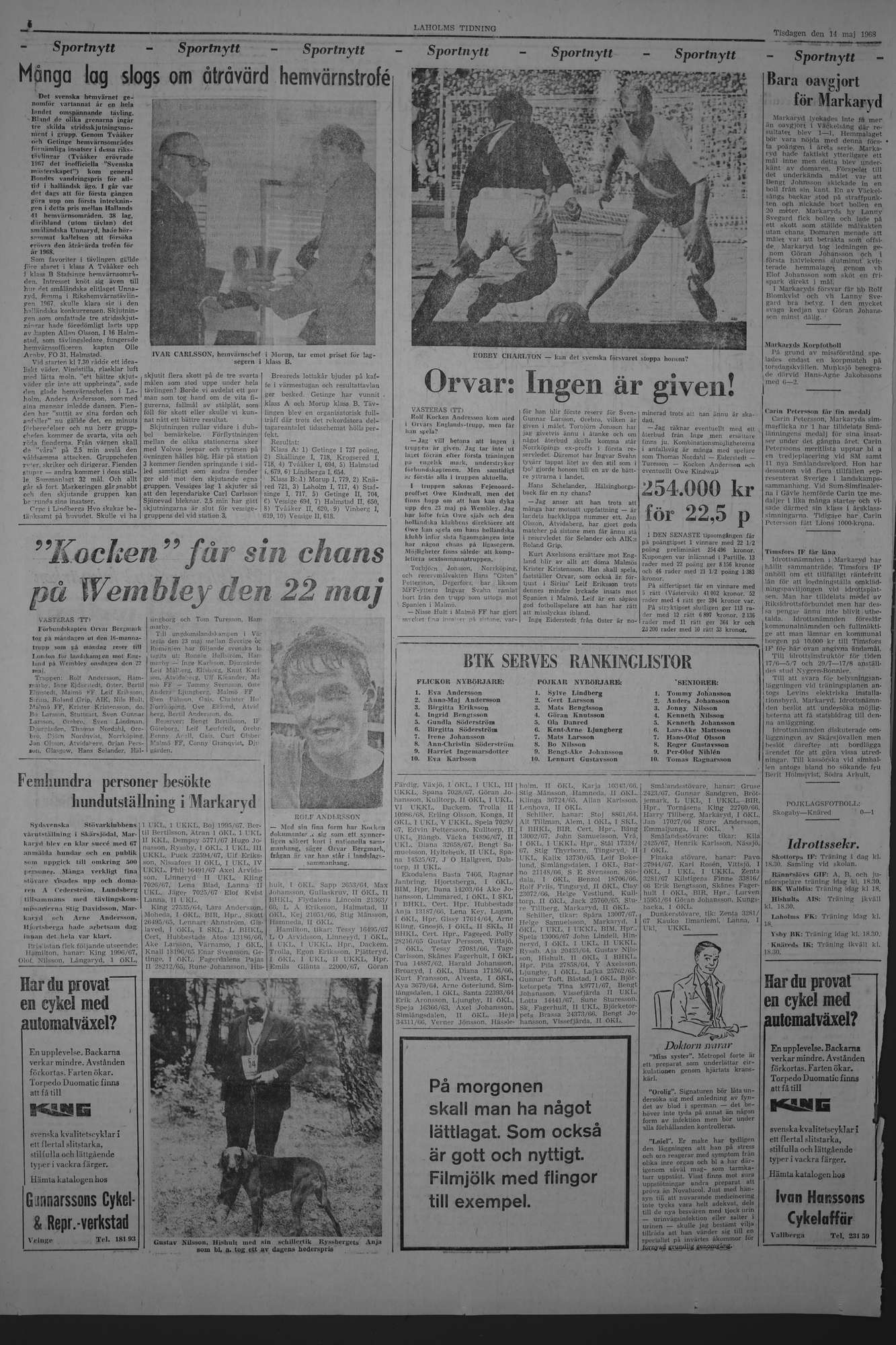 Laholms Tidning Tisdag 14 maj 1968, sida 6