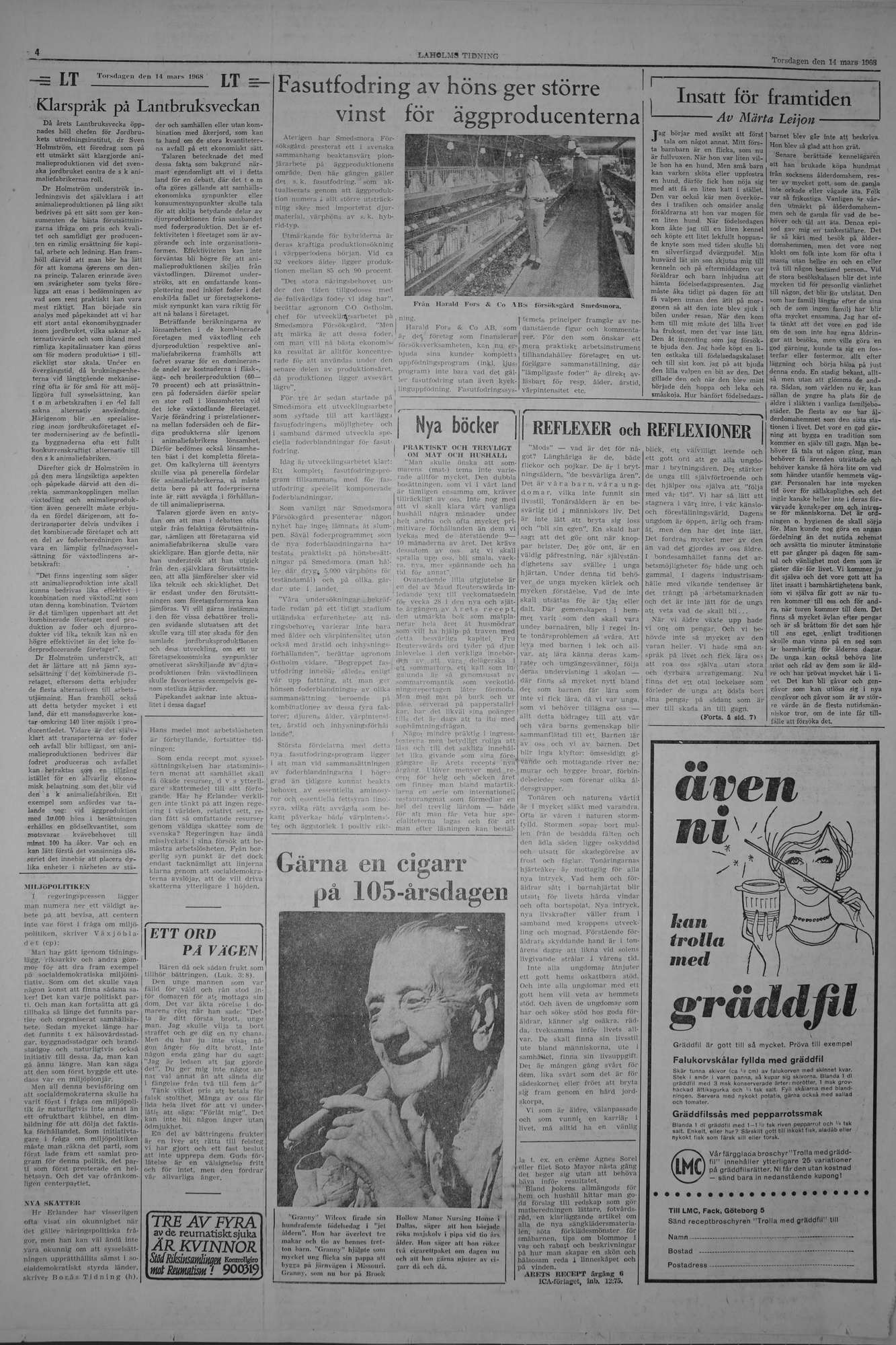 Laholms Tidning Torsdag 14 mars 1968, sida 4