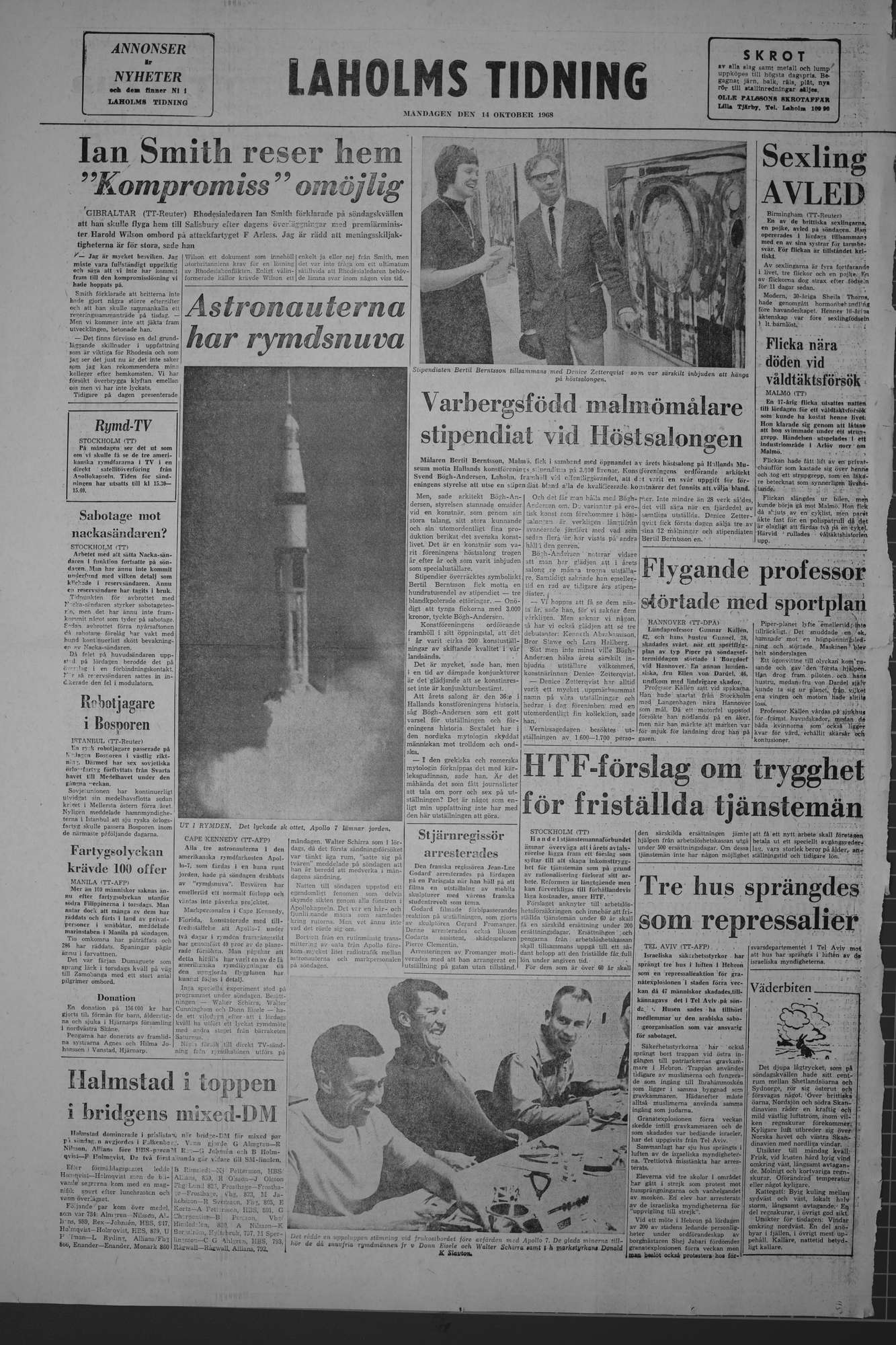 Laholms Tidning Måndag 14 oktober 1968, sida 8