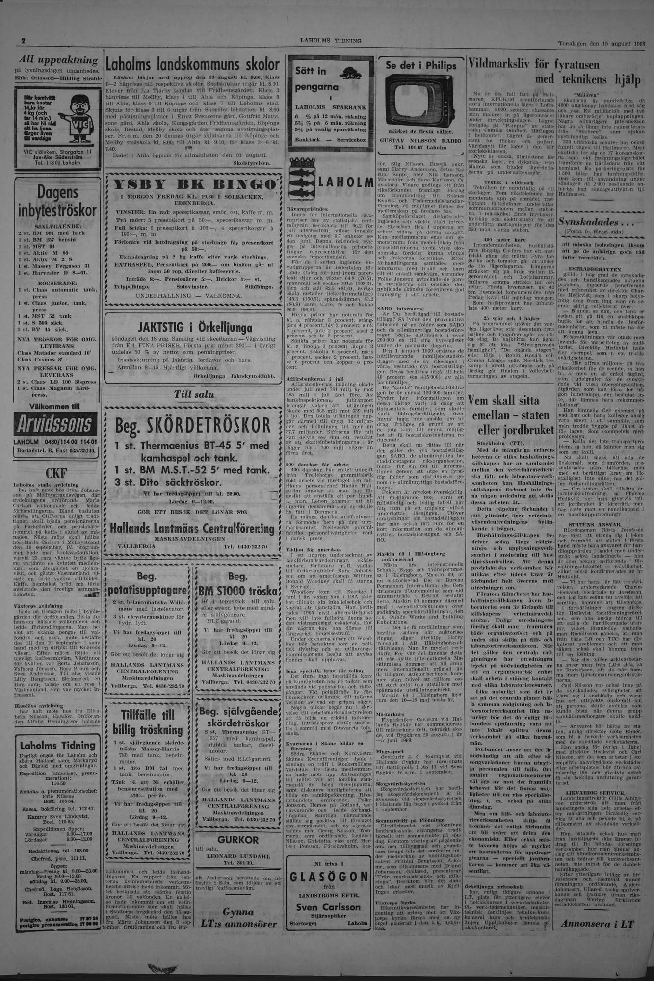 Laholms Tidning Torsdag 15 augusti 1968, sida 2