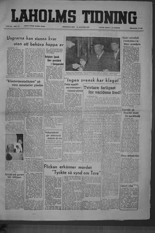 Förstasidan, Fredag 12 augusti 1949