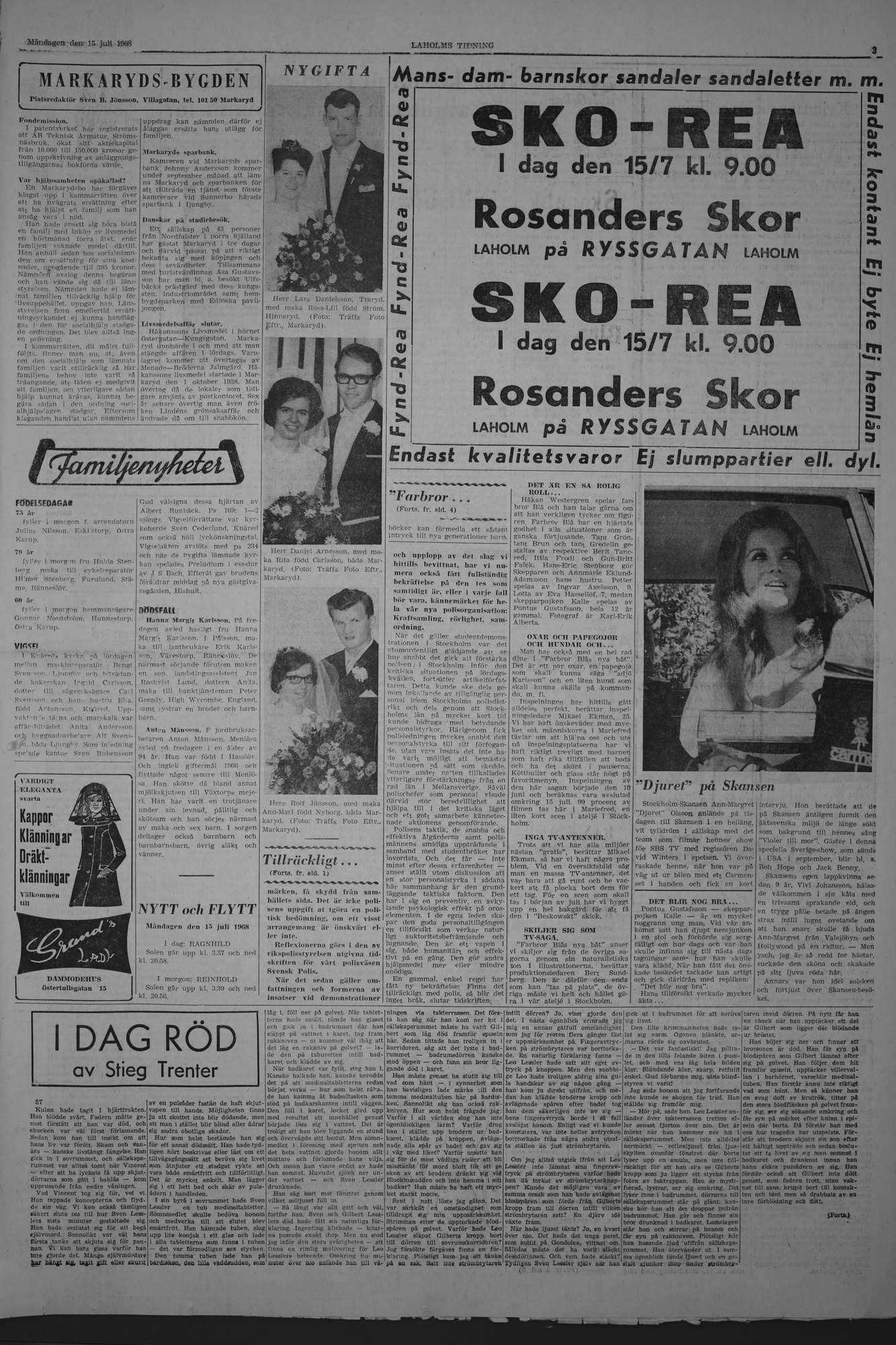 Laholms Tidning Måndag 15 juli 1968, sida 3