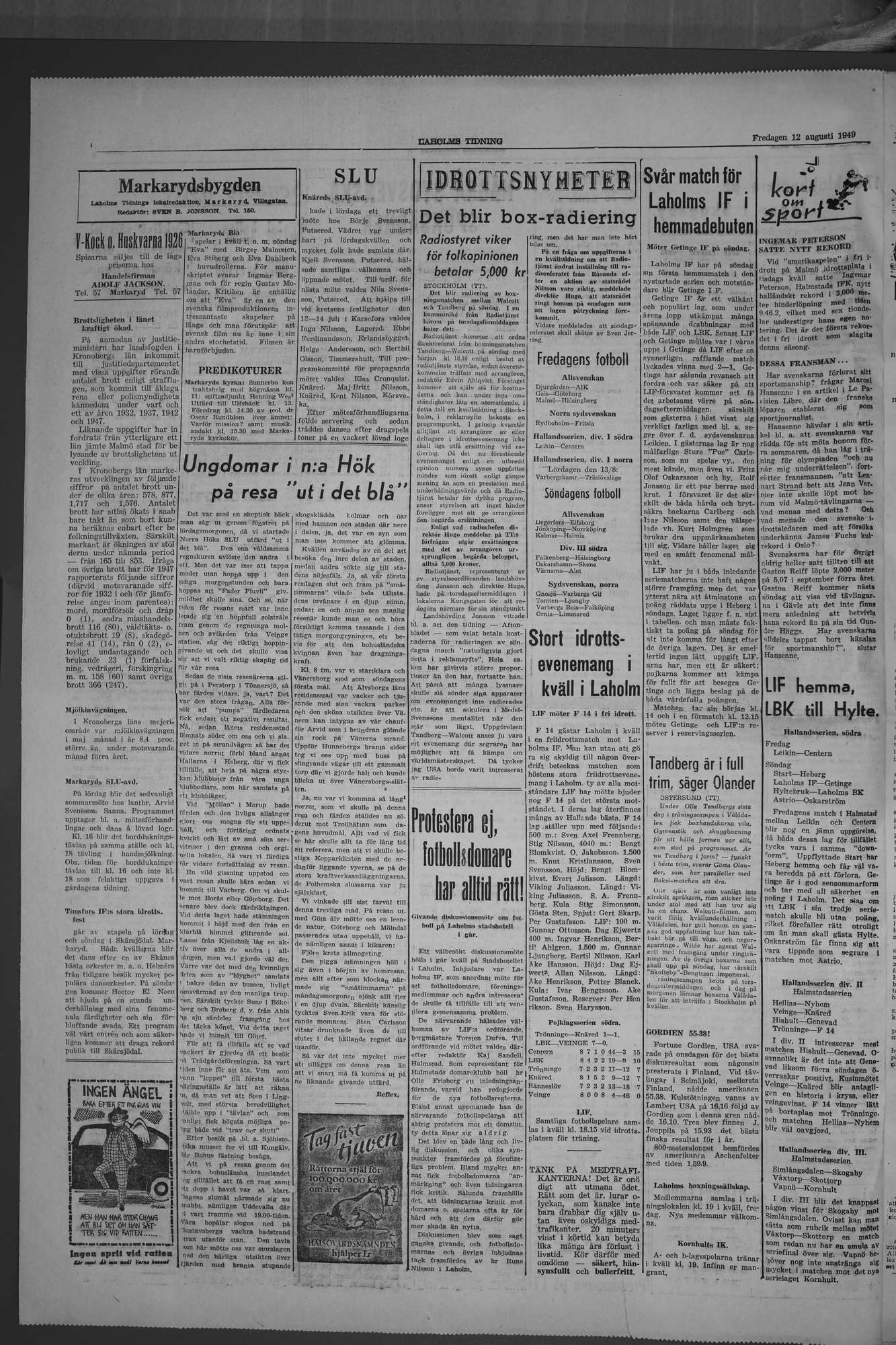 Laholms Tidning Fredag 12 augusti 1949, sida 4
