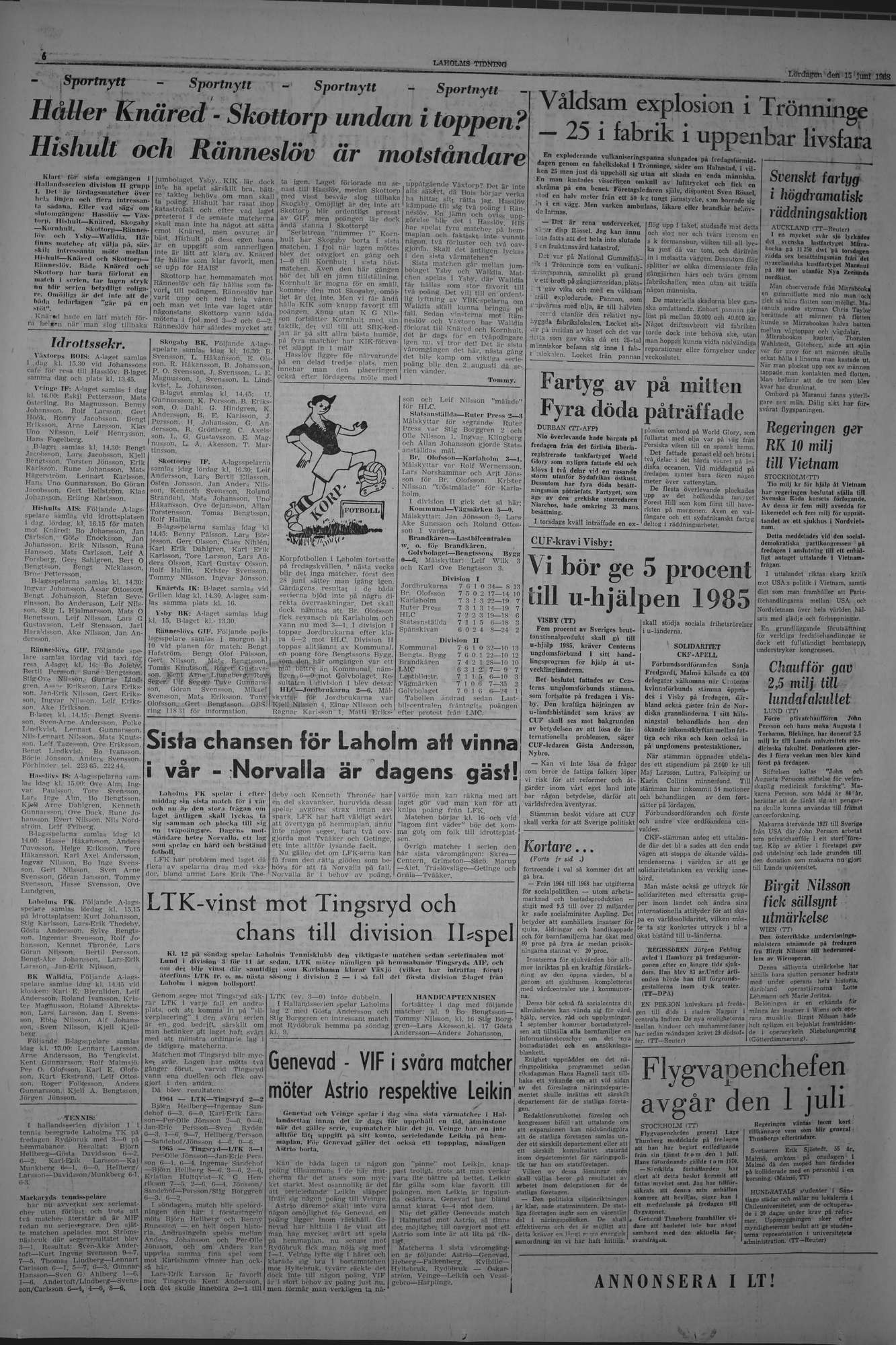 Laholms Tidning Lördag 15 juni 1968, sida 6