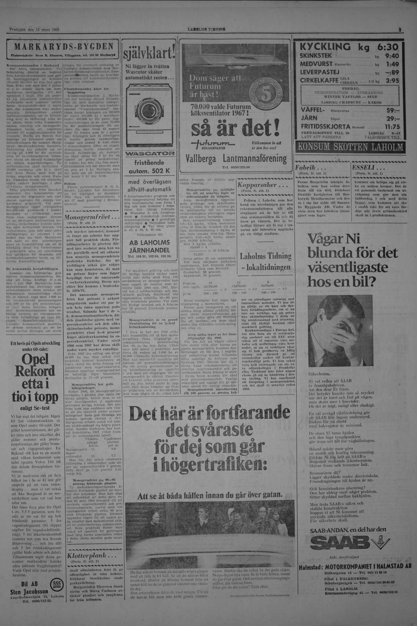 Laholms Tidning Fredag 15 mars 1968, sida 3