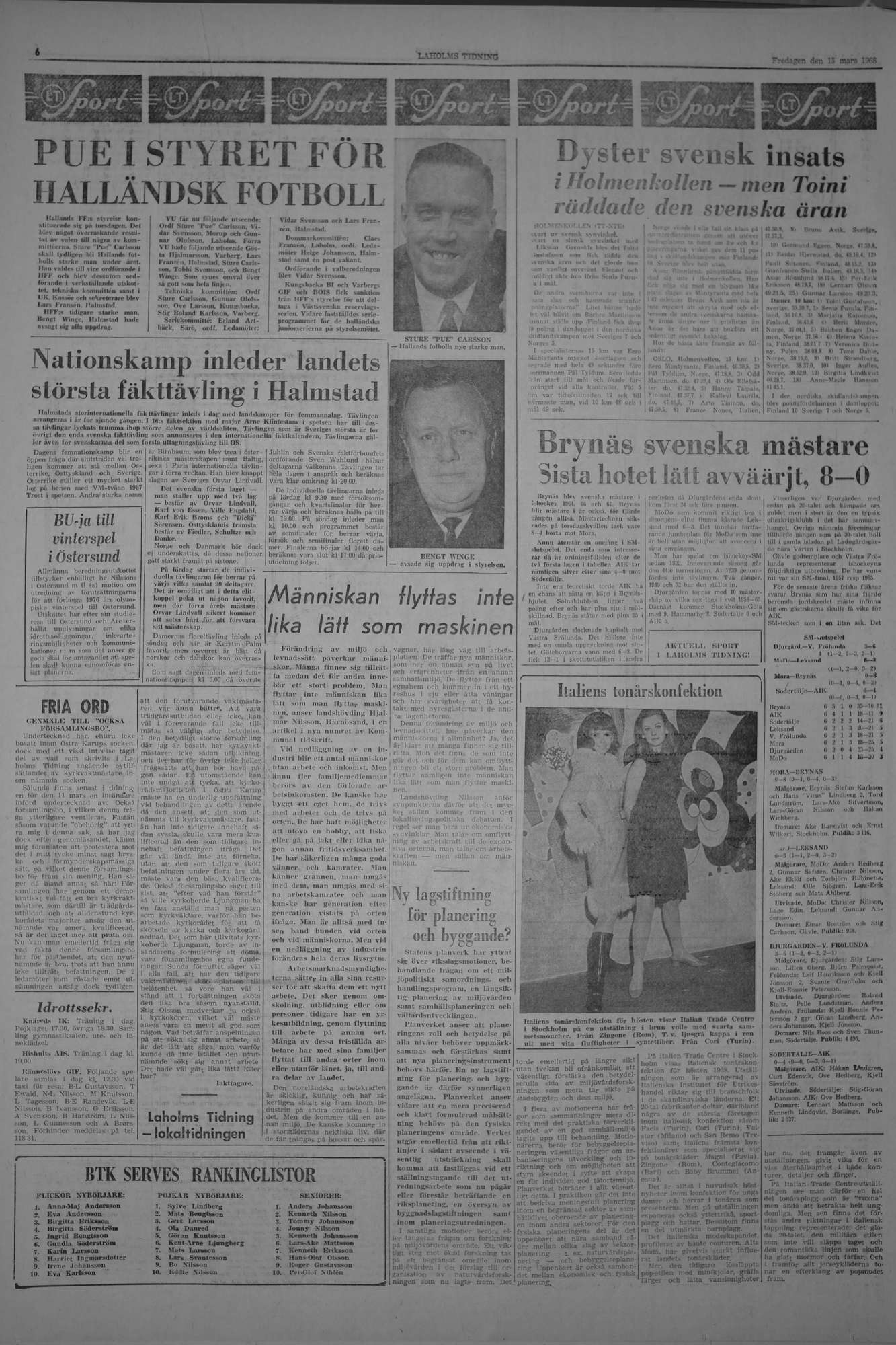 Laholms Tidning Fredag 15 mars 1968, sida 6