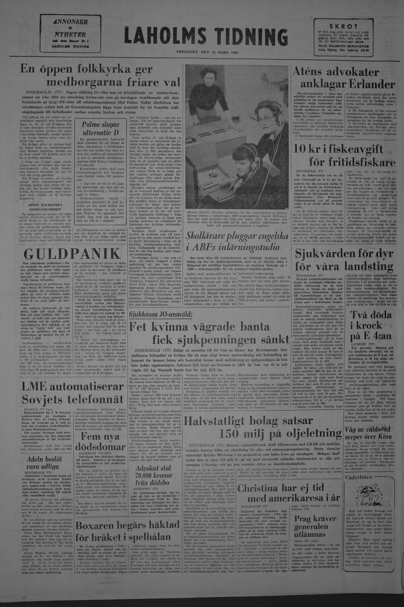 Laholms Tidning Fredag 15 mars 1968, sida 8