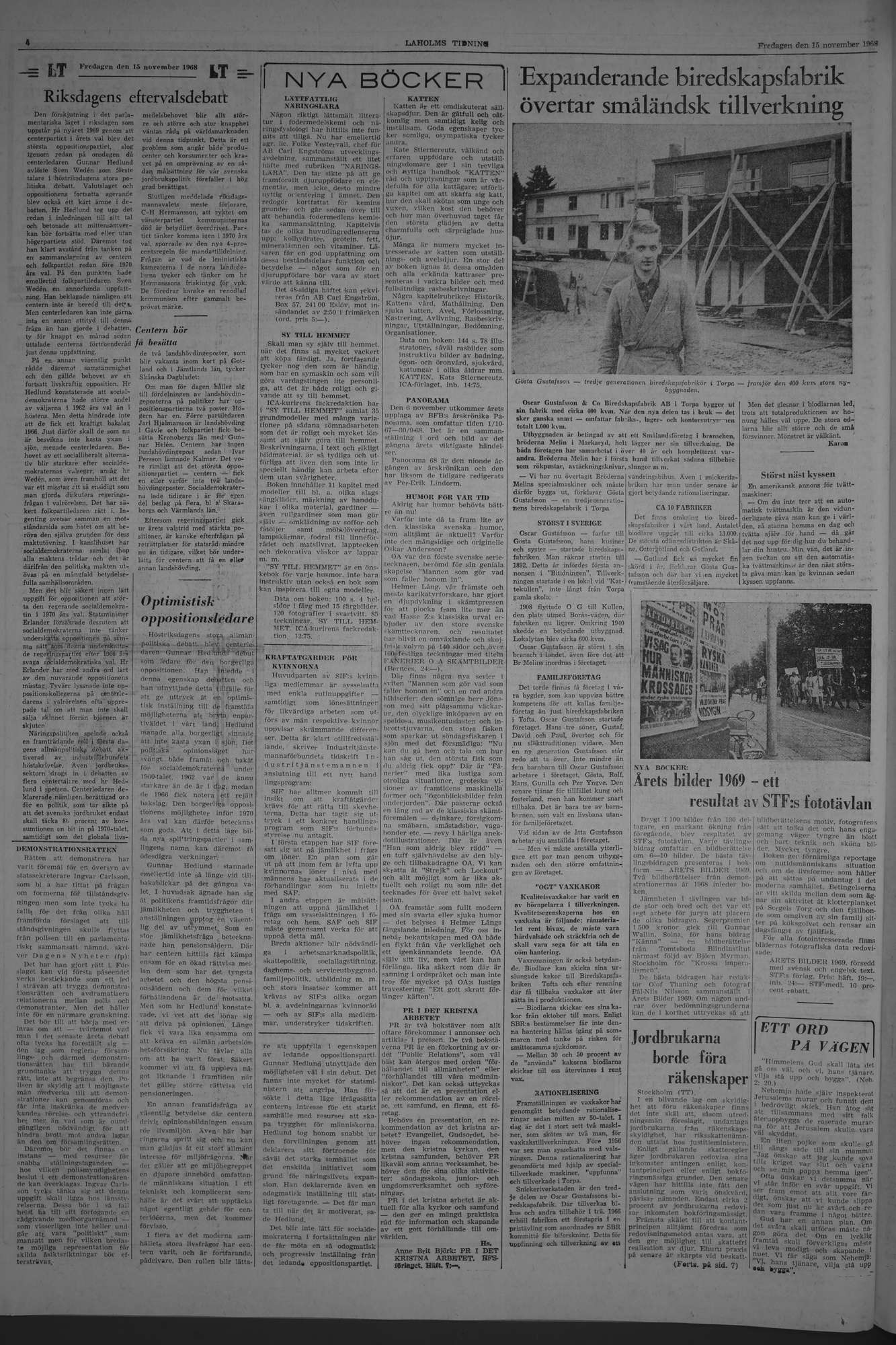 Laholms Tidning Fredag 15 november 1968, sida 4