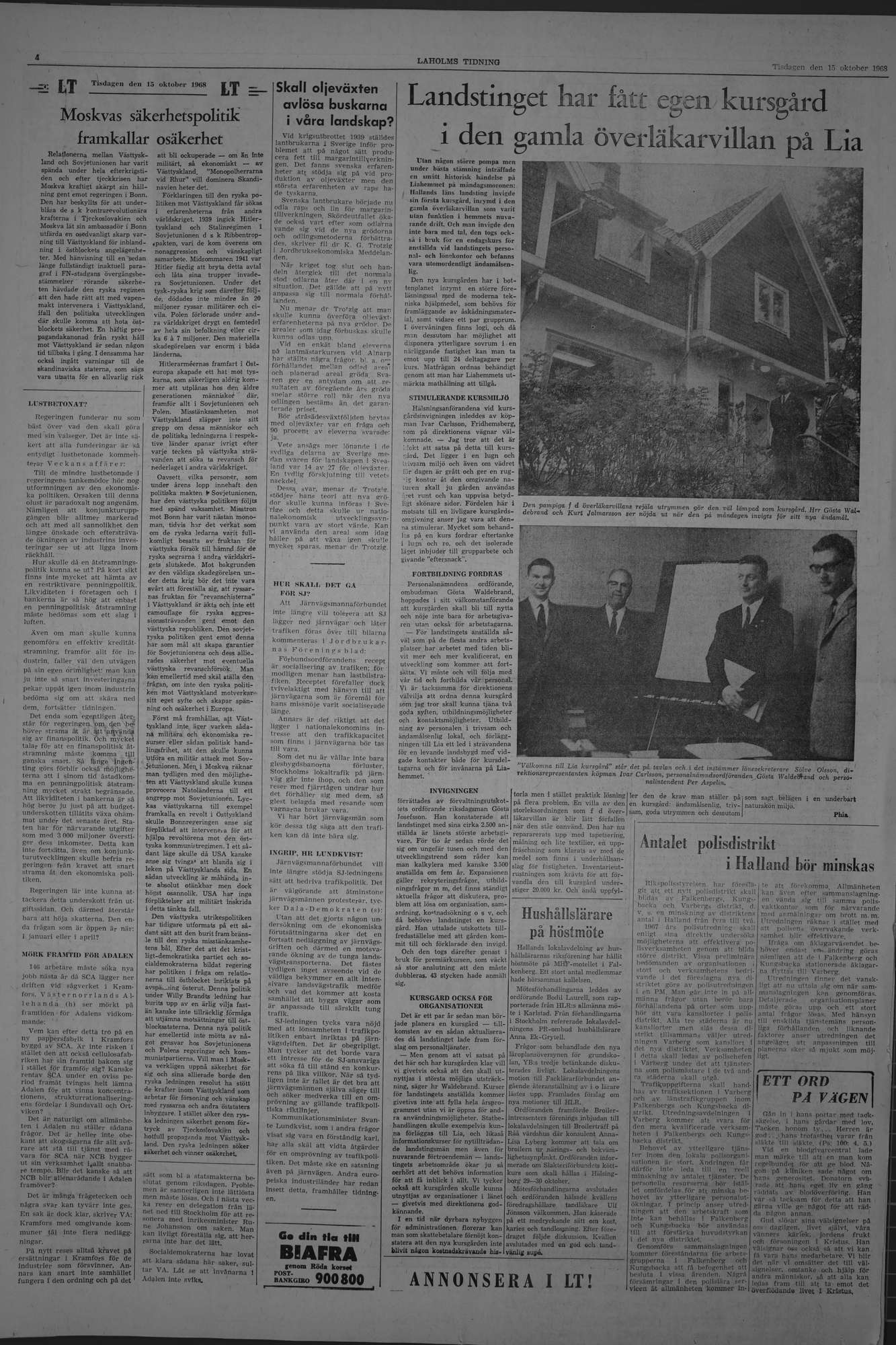 Laholms Tidning Tisdag 15 oktober 1968, sida 4