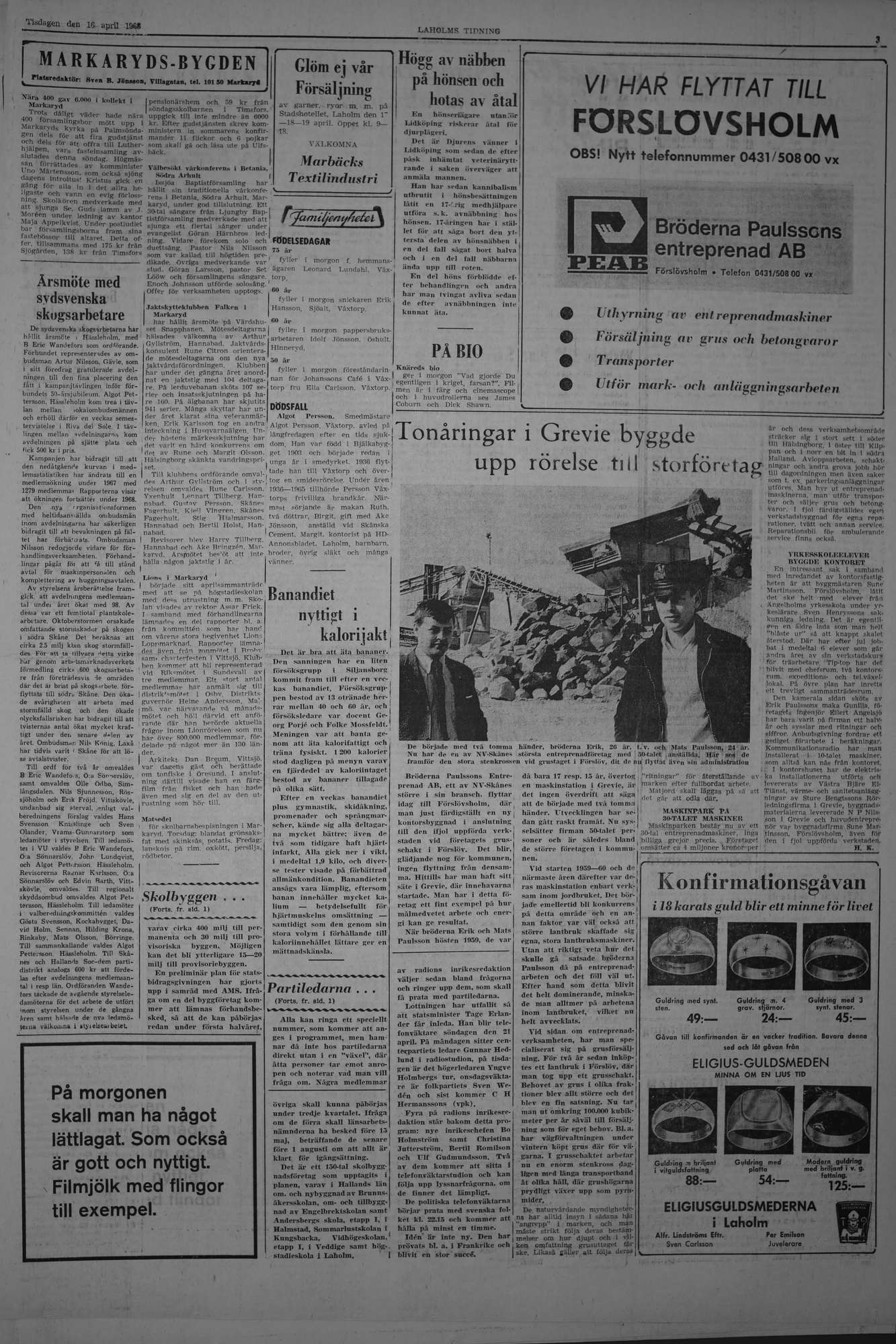 Laholms Tidning Tisdag 16 april 1968, sida 3