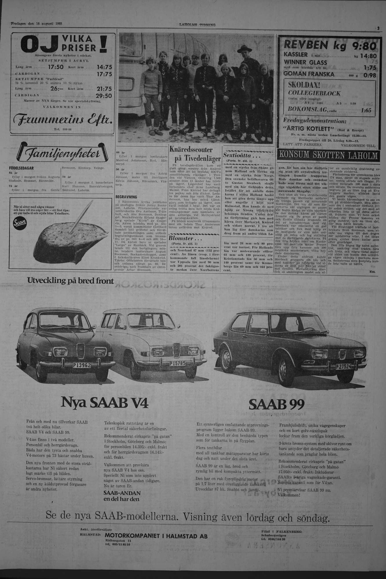 Laholms Tidning Fredag 16 augusti 1968, sida 3