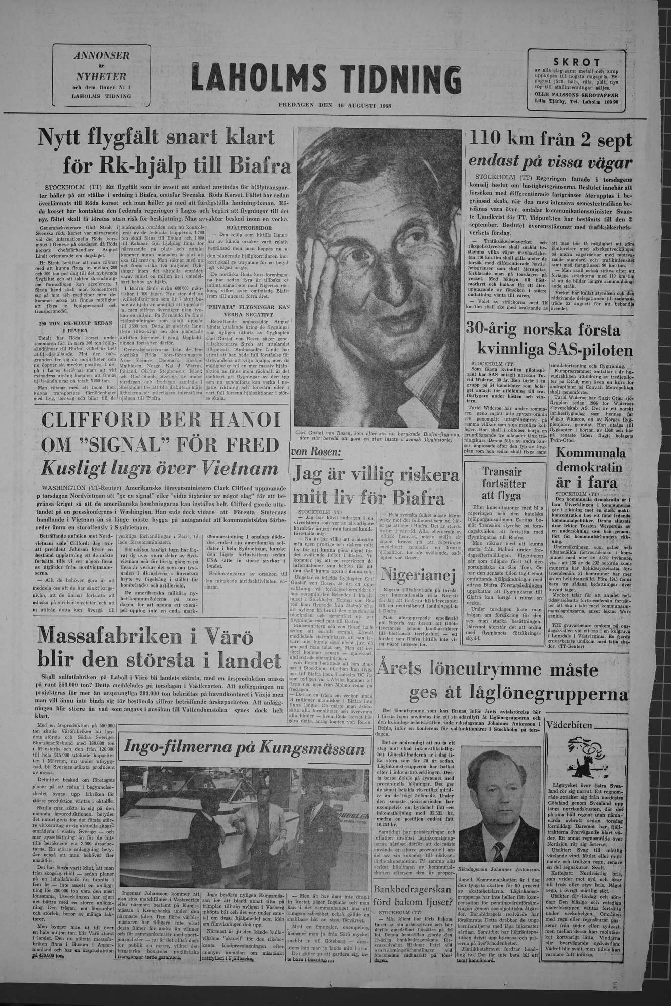 Laholms Tidning Fredag 16 augusti 1968, sida 8