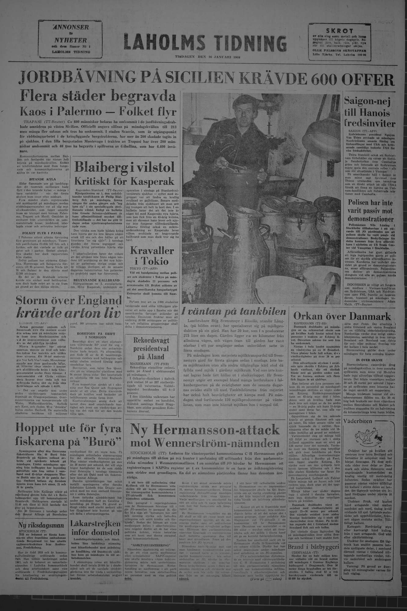Laholms Tidning Tisdag 16 januari 1968, sida 8