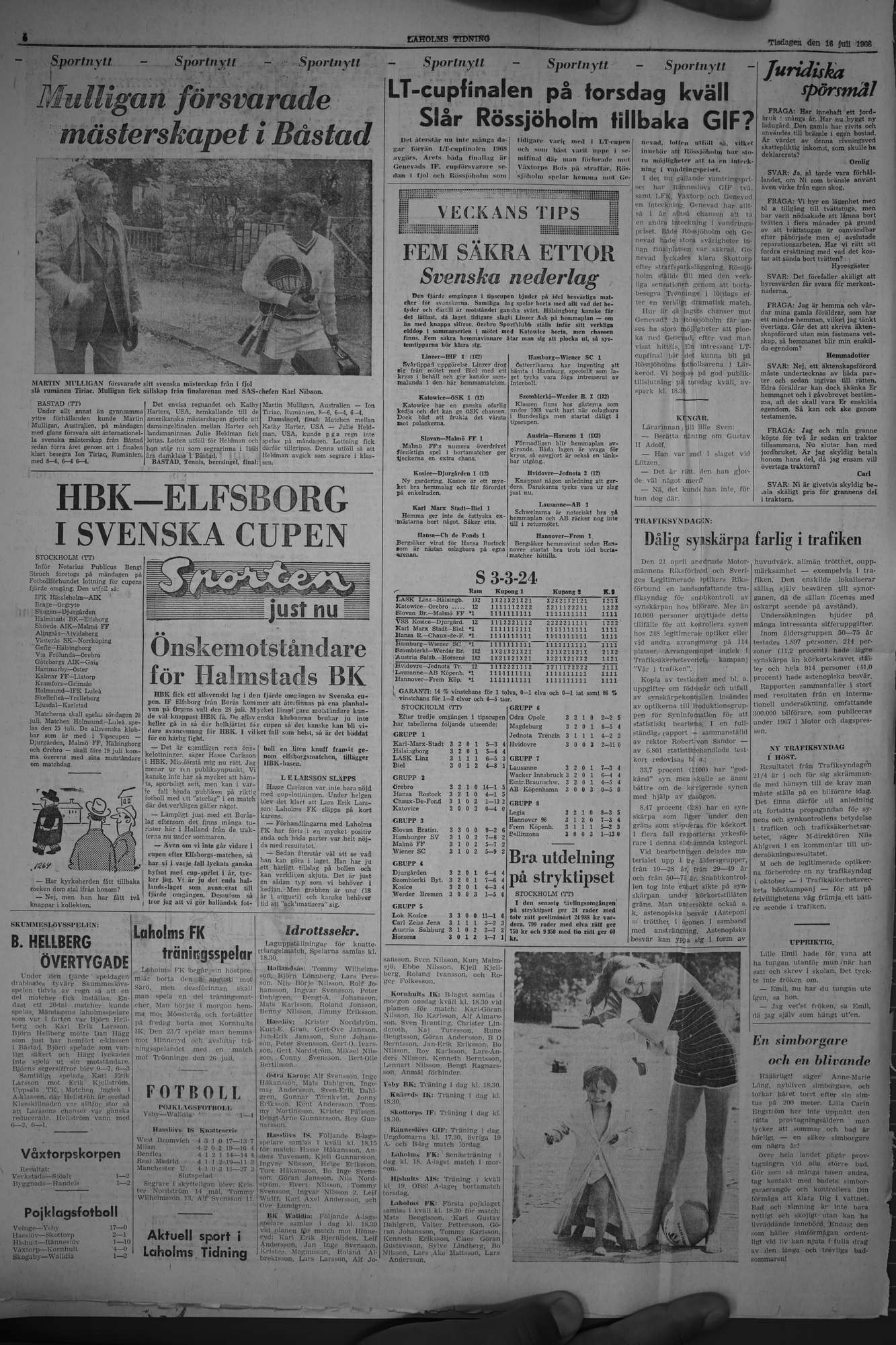 Laholms Tidning Tisdag 16 juli 1968, sida 6