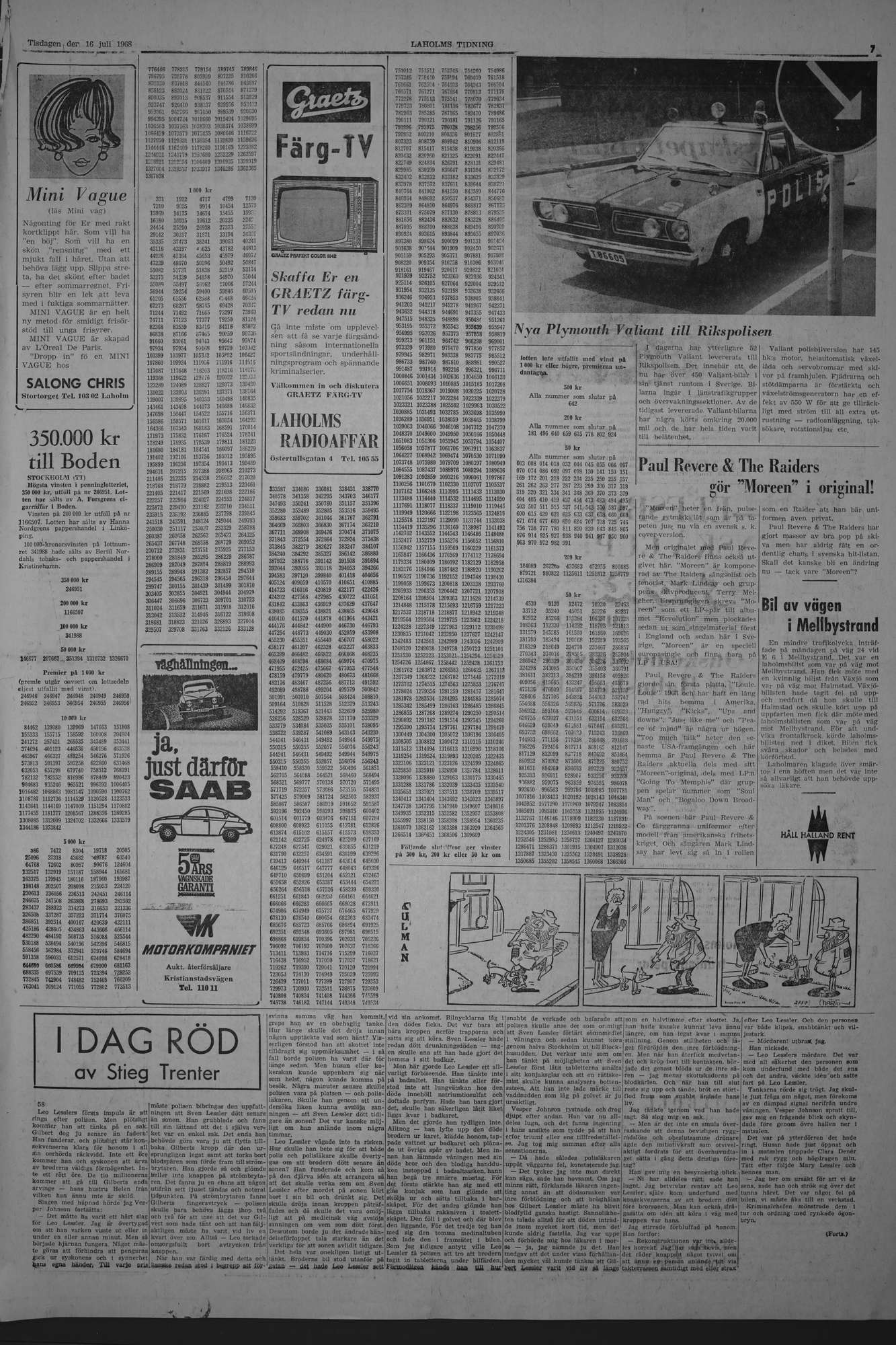 Laholms Tidning Tisdag 16 juli 1968, sida 7