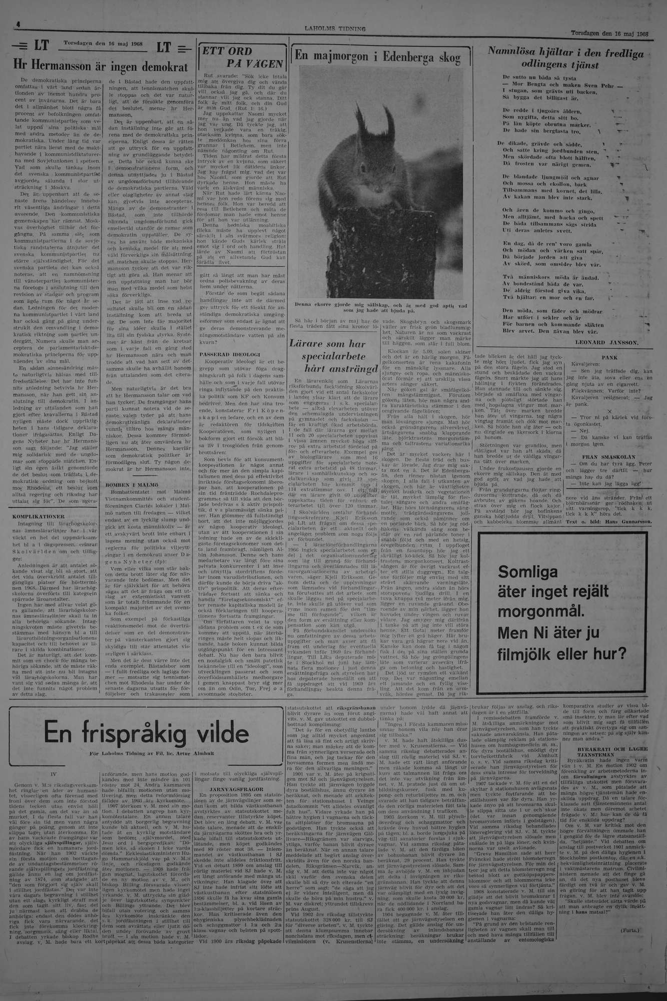 Laholms Tidning Torsdag 16 maj 1968, sida 4