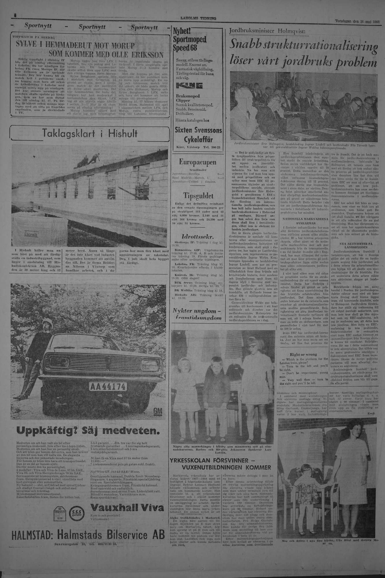 Laholms Tidning Torsdag 16 maj 1968, sida 6