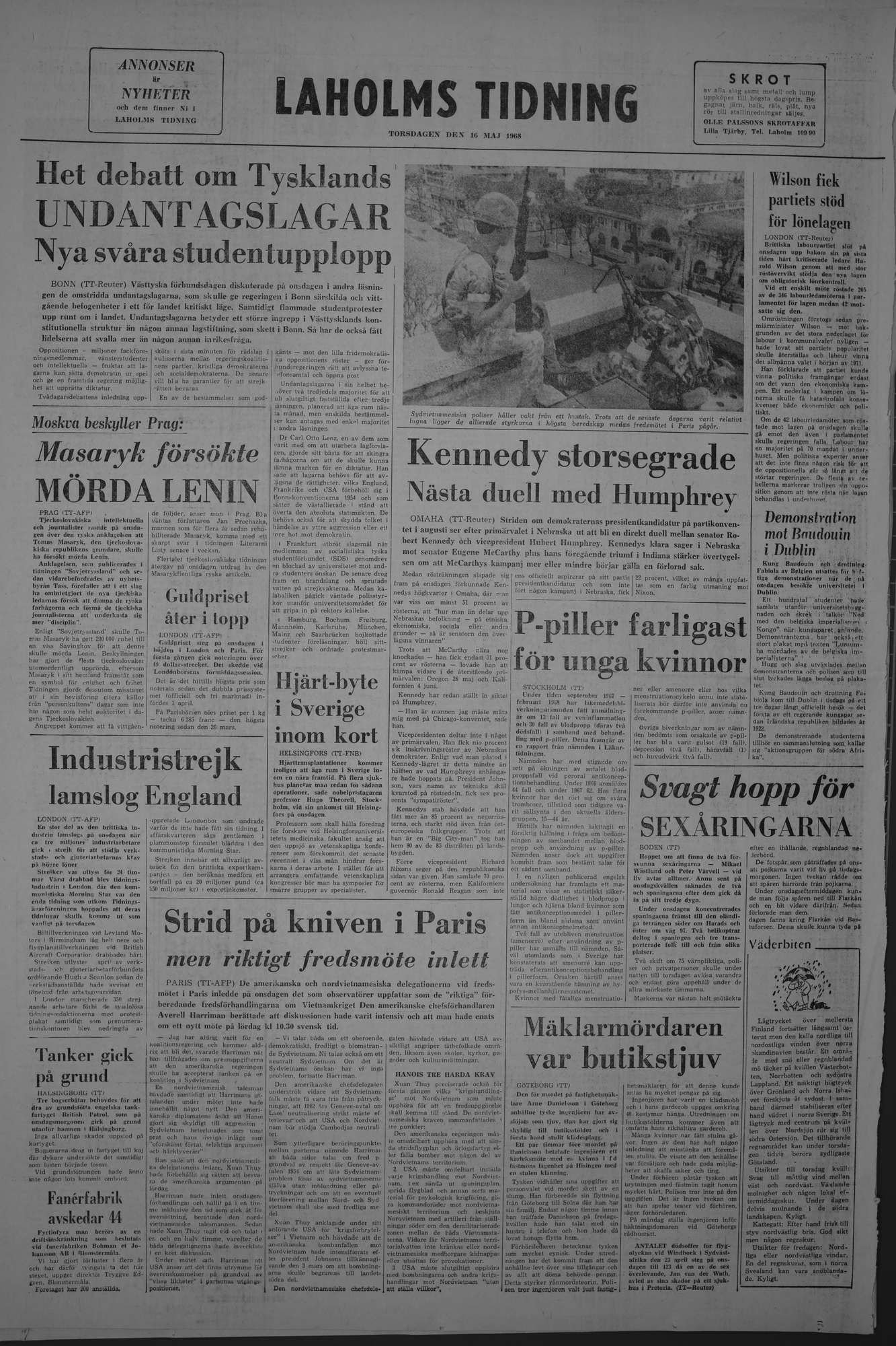 Laholms Tidning Torsdag 16 maj 1968, sida 8