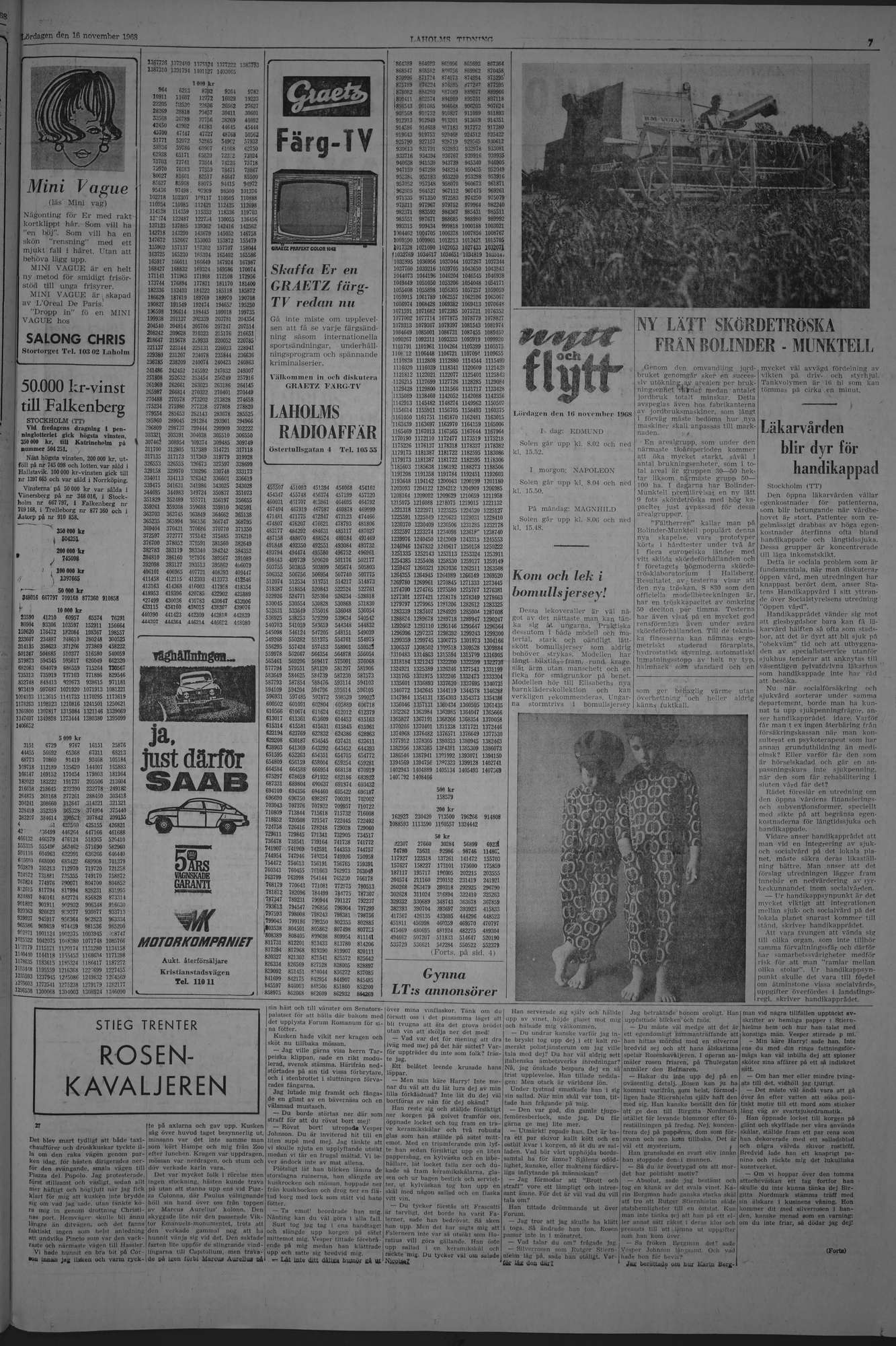 Laholms Tidning Lördag 16 november 1968, sida 7