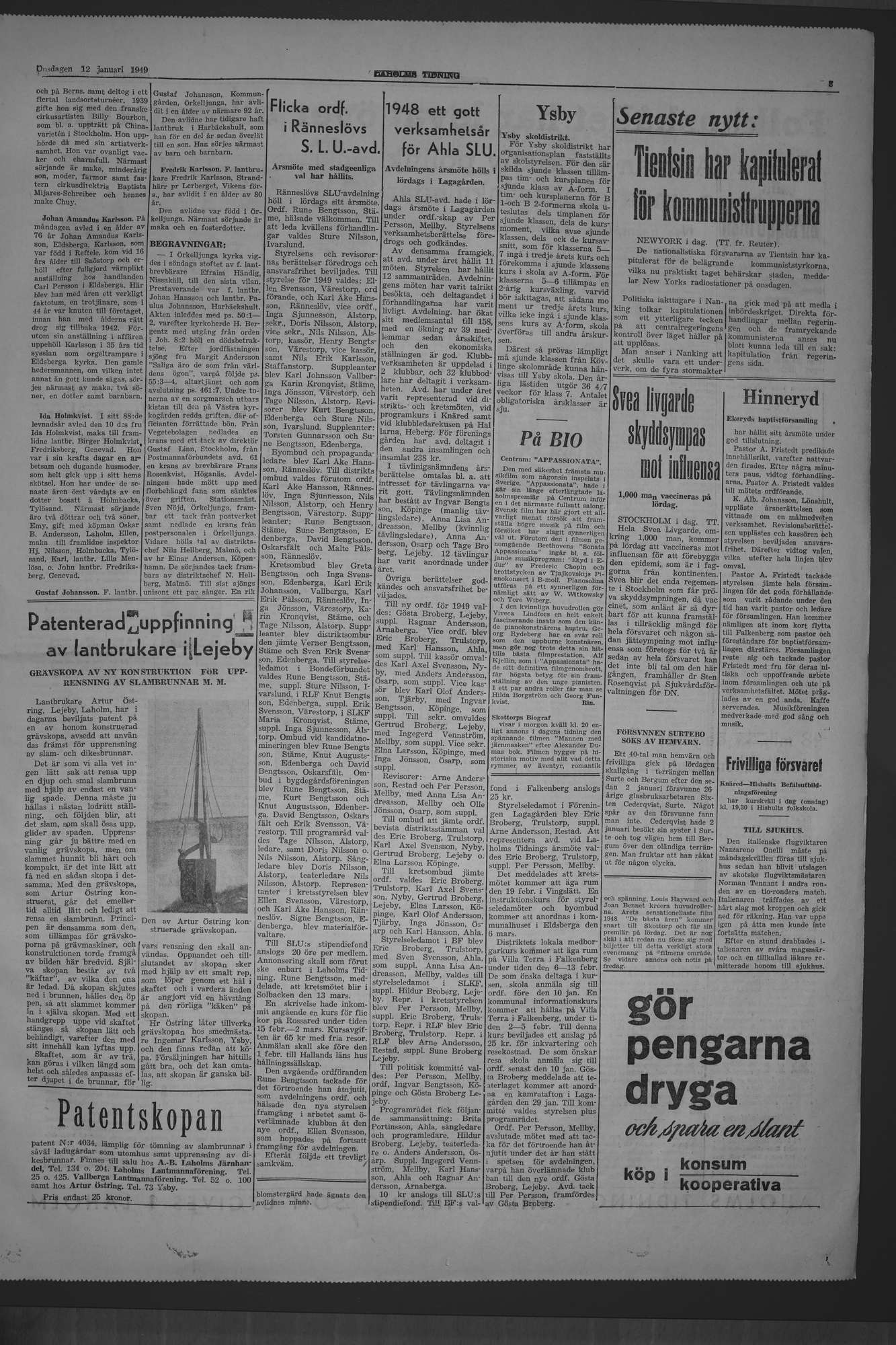 Laholms Tidning Onsdag 12 januari 1949, sida 3