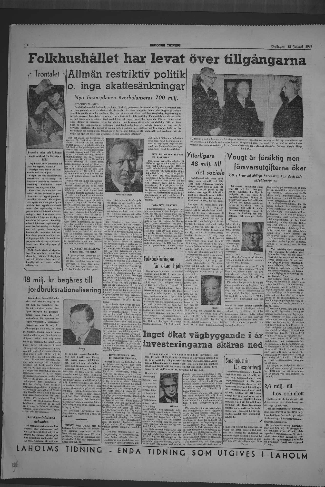 Laholms Tidning Onsdag 12 januari 1949, sida 4