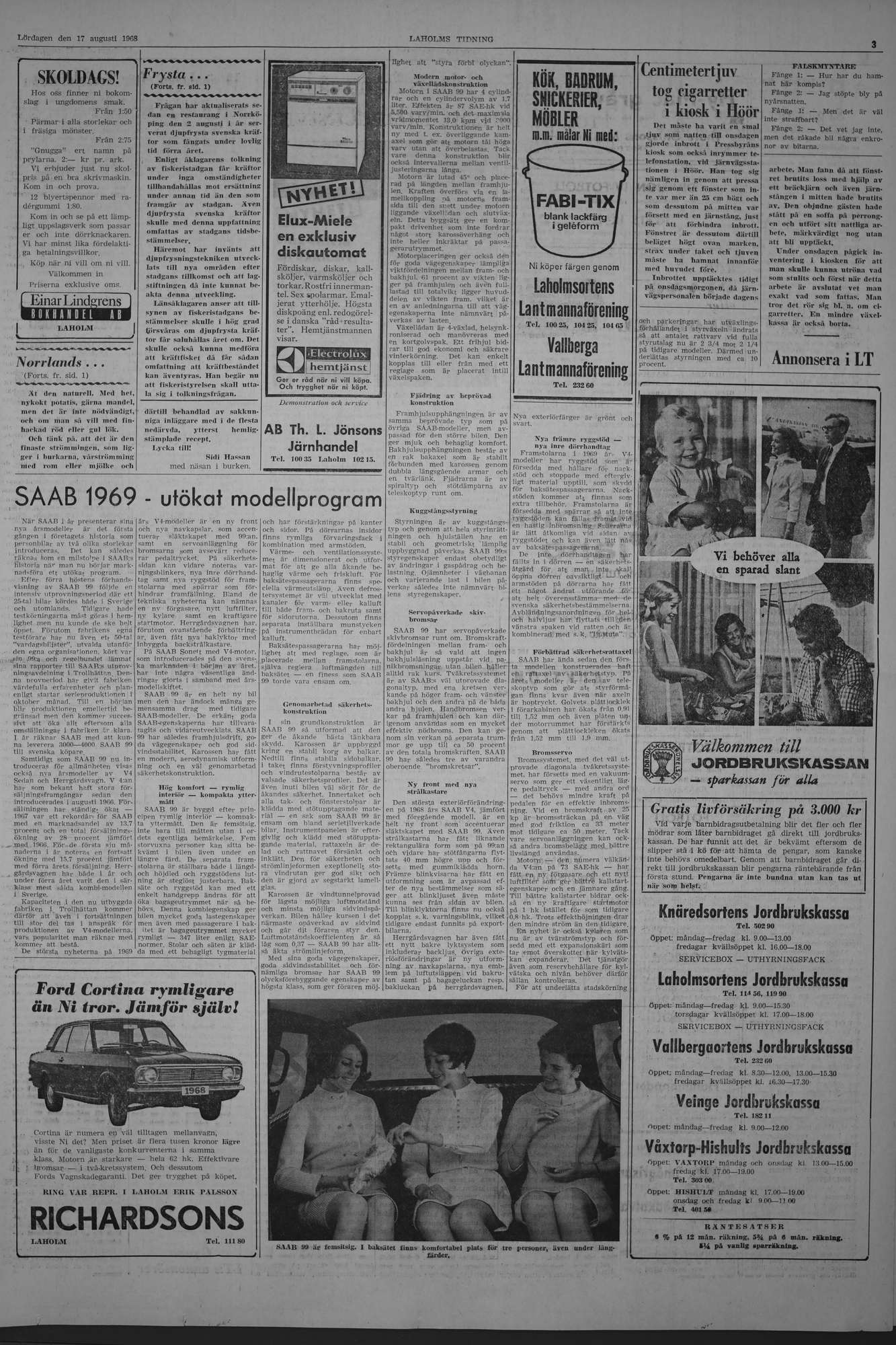 Laholms Tidning Lördag 17 augusti 1968, sida 3