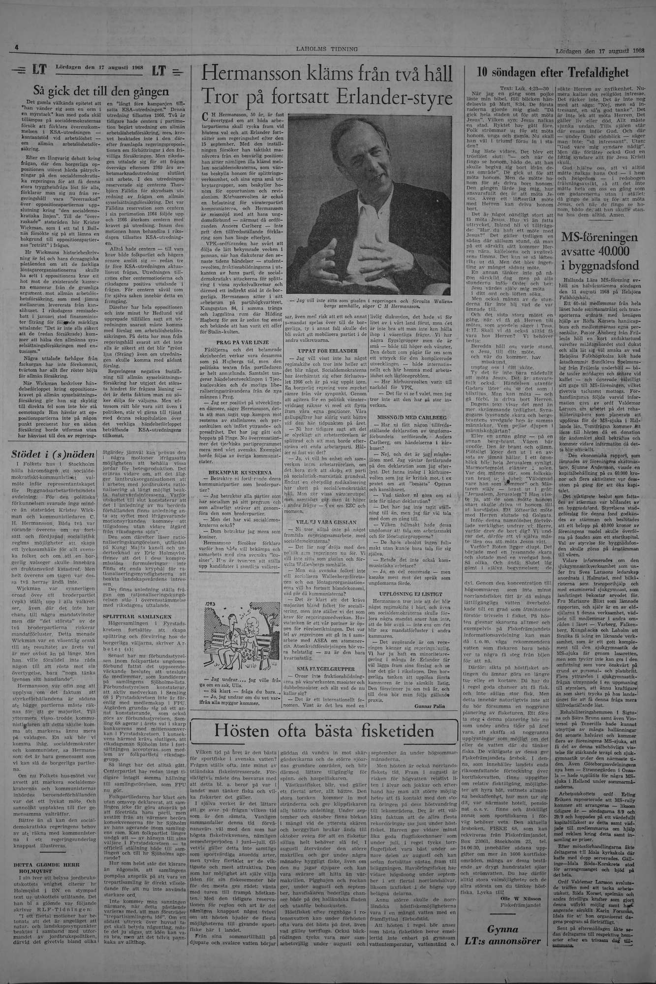 Laholms Tidning Lördag 17 augusti 1968, sida 4