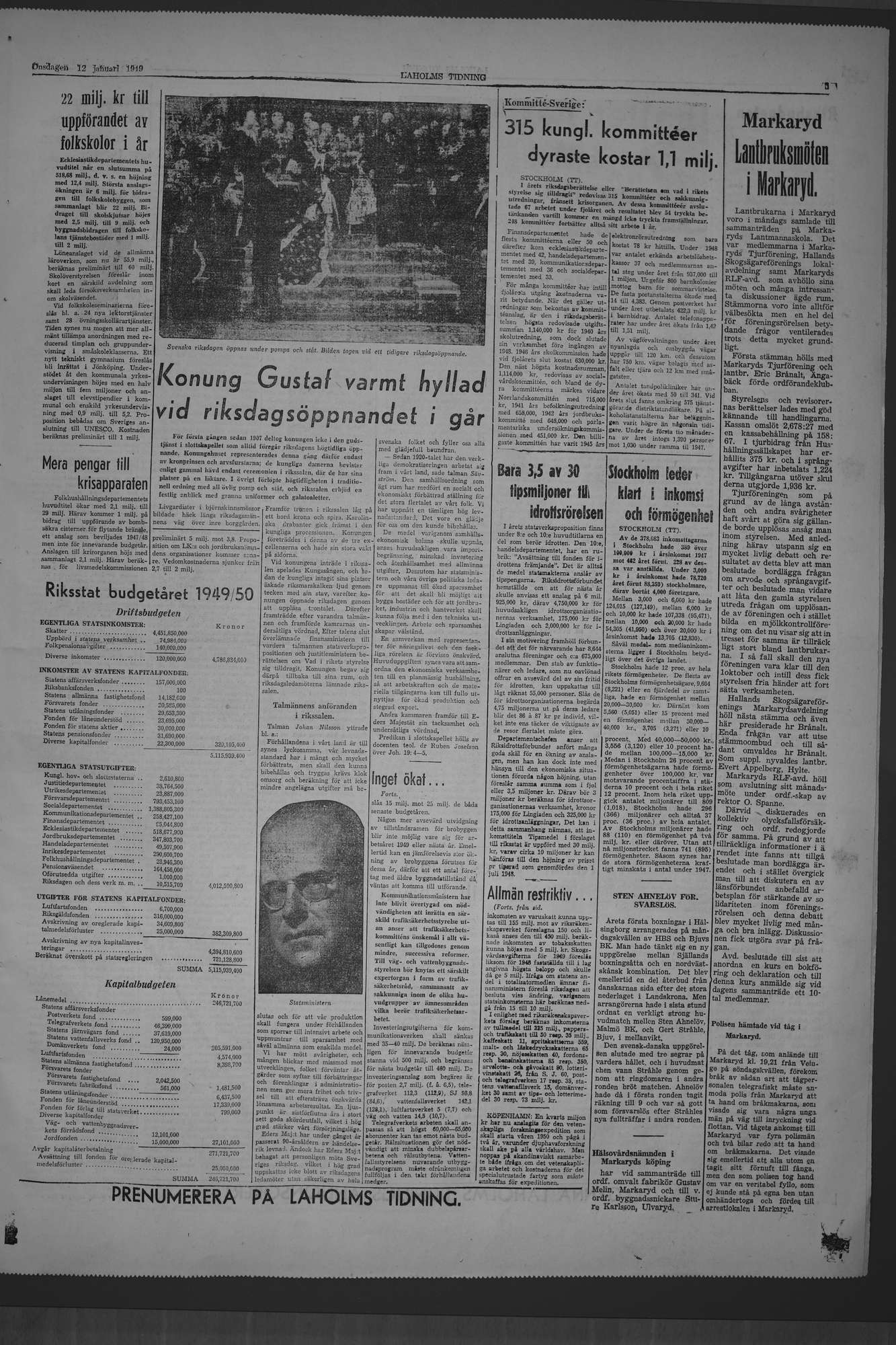 Laholms Tidning Onsdag 12 januari 1949, sida 5