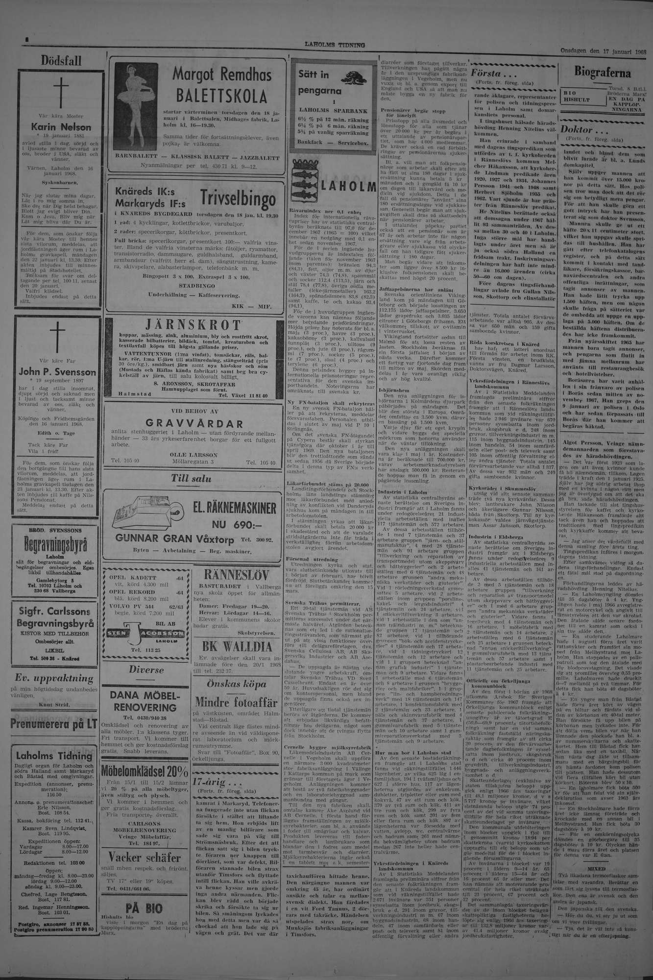 Laholms Tidning Onsdag 17 januari 1968, sida 2